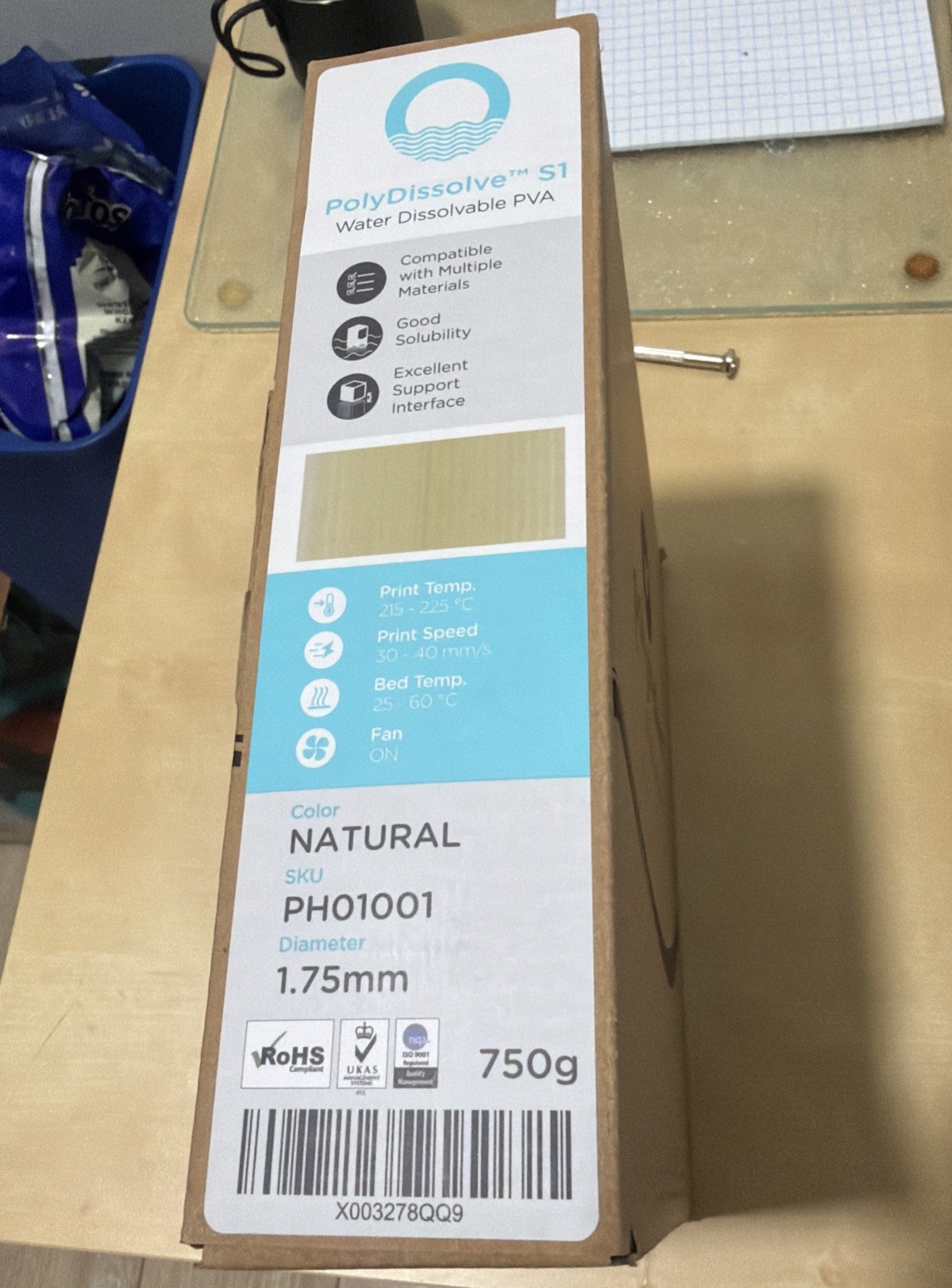 Polymaker PolyDissolve S1 PVA Support Filament 0.75kg 750g 1.75mm NEW