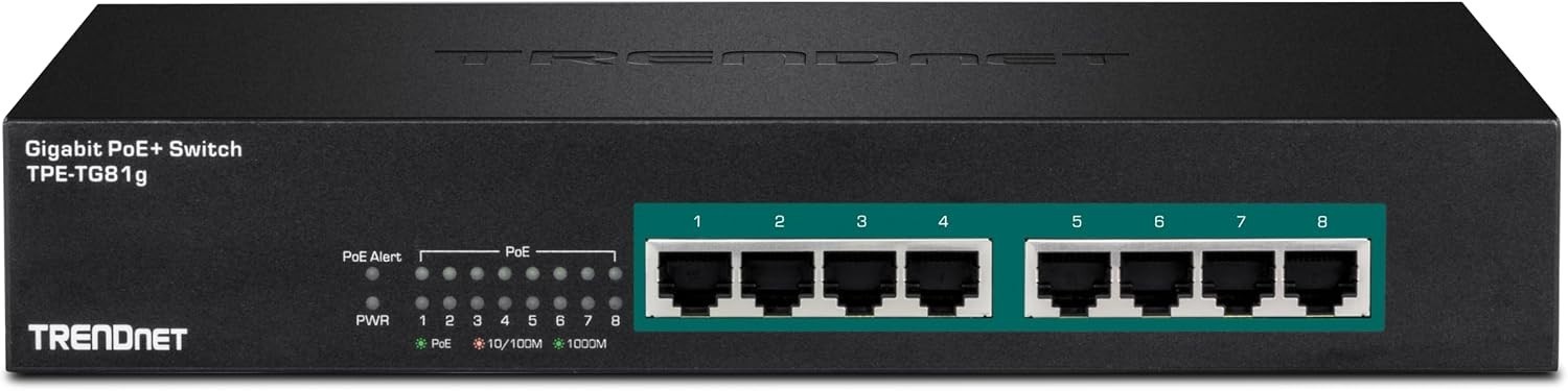 TRENDnet TPE-TG81G 8-Port Gigabit GREENnet PoE+ Network Switch