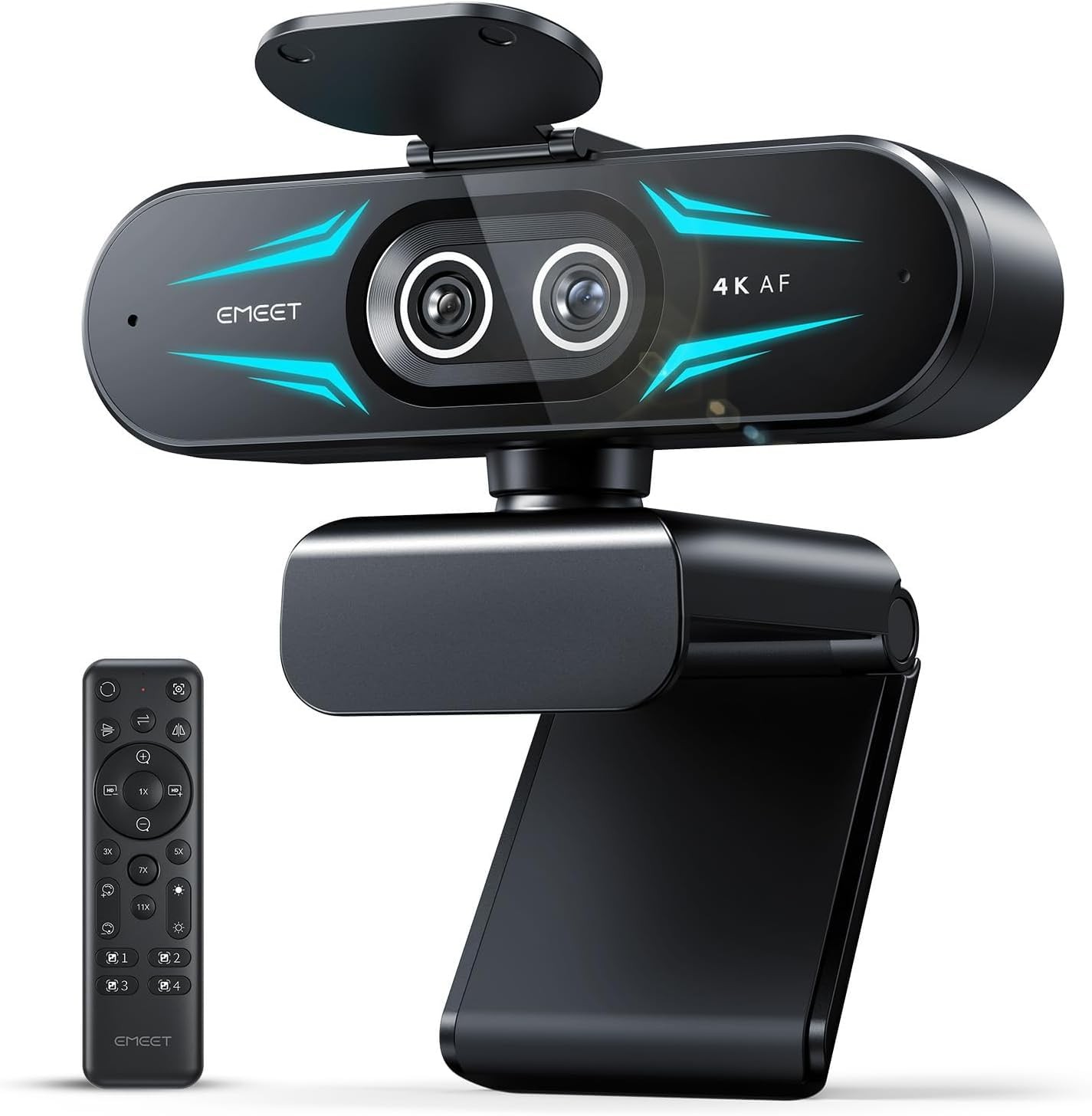 EMEET C60E Dual-Camera 4K Webcam for Streaming, Wide-Angle and Black
