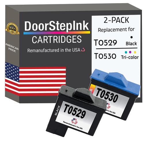 DoorStepInk Compatible Ink Cartridges for Dell T0529 T0530 2 PK-USA