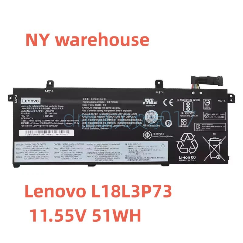 L18L3P73 L18M3P73 L18M3P74 Battery For ThinkPad T490 T495 P43S T14 Series 51WH