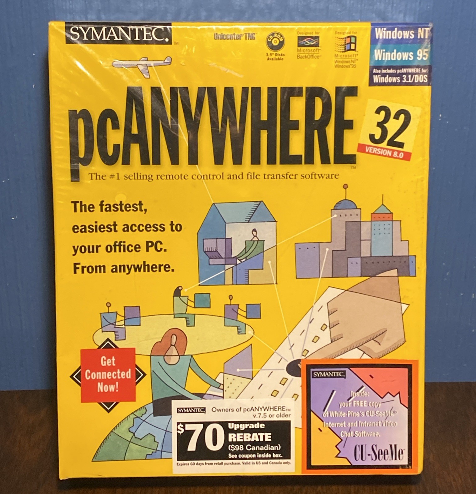SYMANTEC PC Anywhere 32 Version 8.0 - PC CD-ROM Home Office Software, NEW SEALED