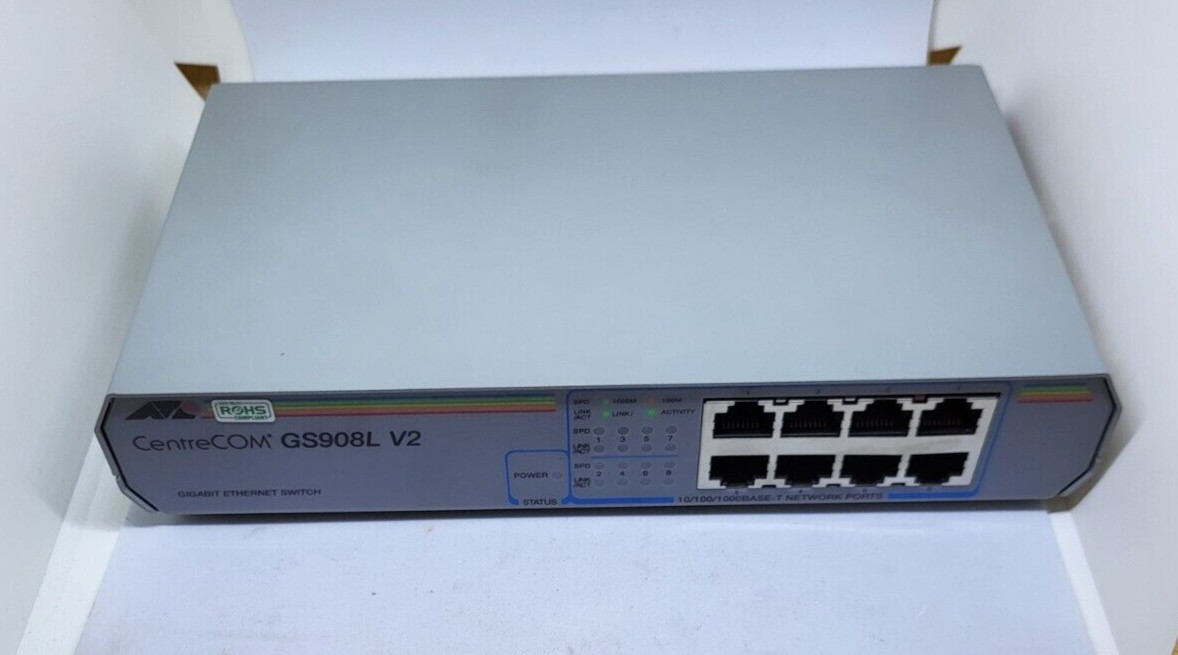 ALLIED TELESYN GS908L V2 8 PORT GIGABIT ETHERNET SWITCH (R5S2.3)
