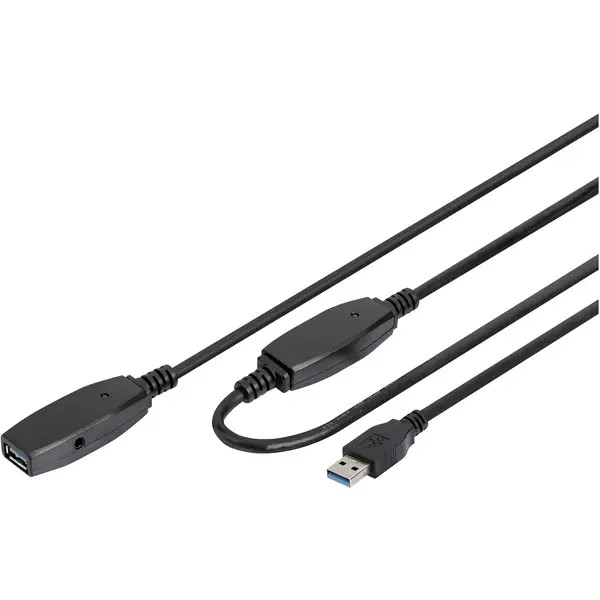 Digitus DA-73106 USB 3.2 Gen1 USB Cable USB-A Plug, USB-A Socket 15.00m Black Sc