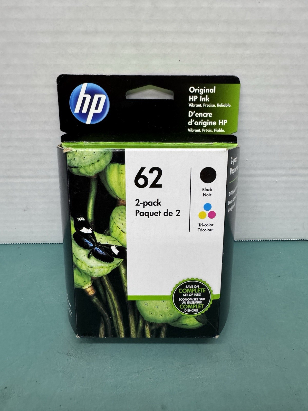 Genuine Factory Sealed HP 62 Black & 62 Tri-Color Ink Cartridges exp Aug 2021