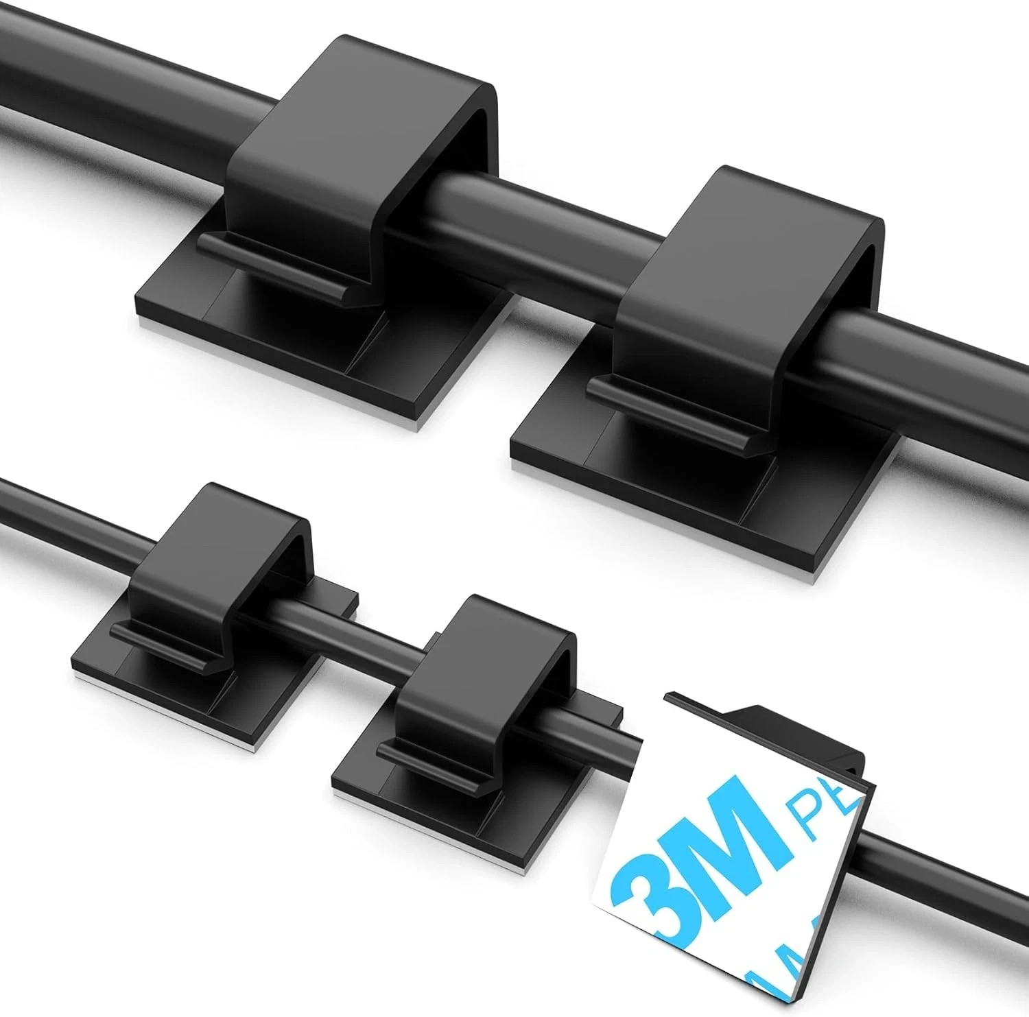 100 PCS Adhesive Cable Clips Black (Small & Large), Upgraded Wire Holder for