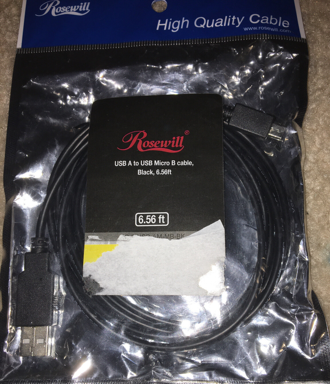 Rosewill RC-6-USB-AM-MB-BK - 6.5-Foot USB 2.0 A Male to Micro USB B (5-Pin) Cabl