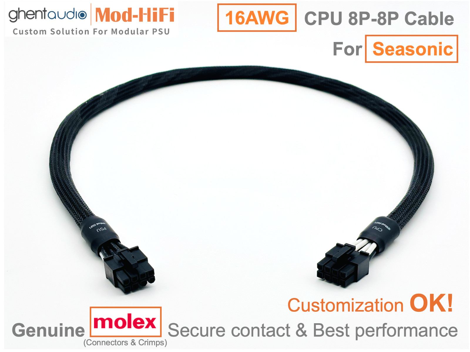 ⚡️16AWG CPU 8P Cable for Seasonic PRIME Gold Series GX850 GX1000-📏70cm/27 inch