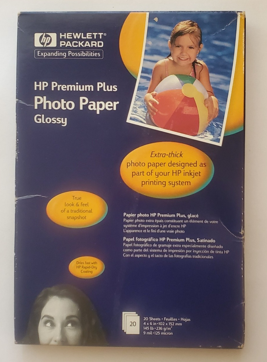 Hewlett Packard, (C6944A) Premium Plus Glossy 20 sheets Photo Paper, New Sealed