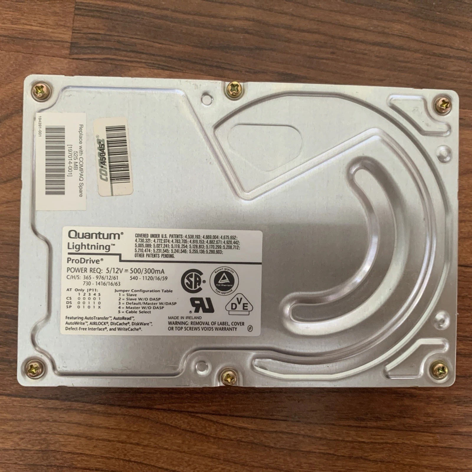 Quantum Lightning Prodrive Internal Hard Disc Drive 525mb Untested