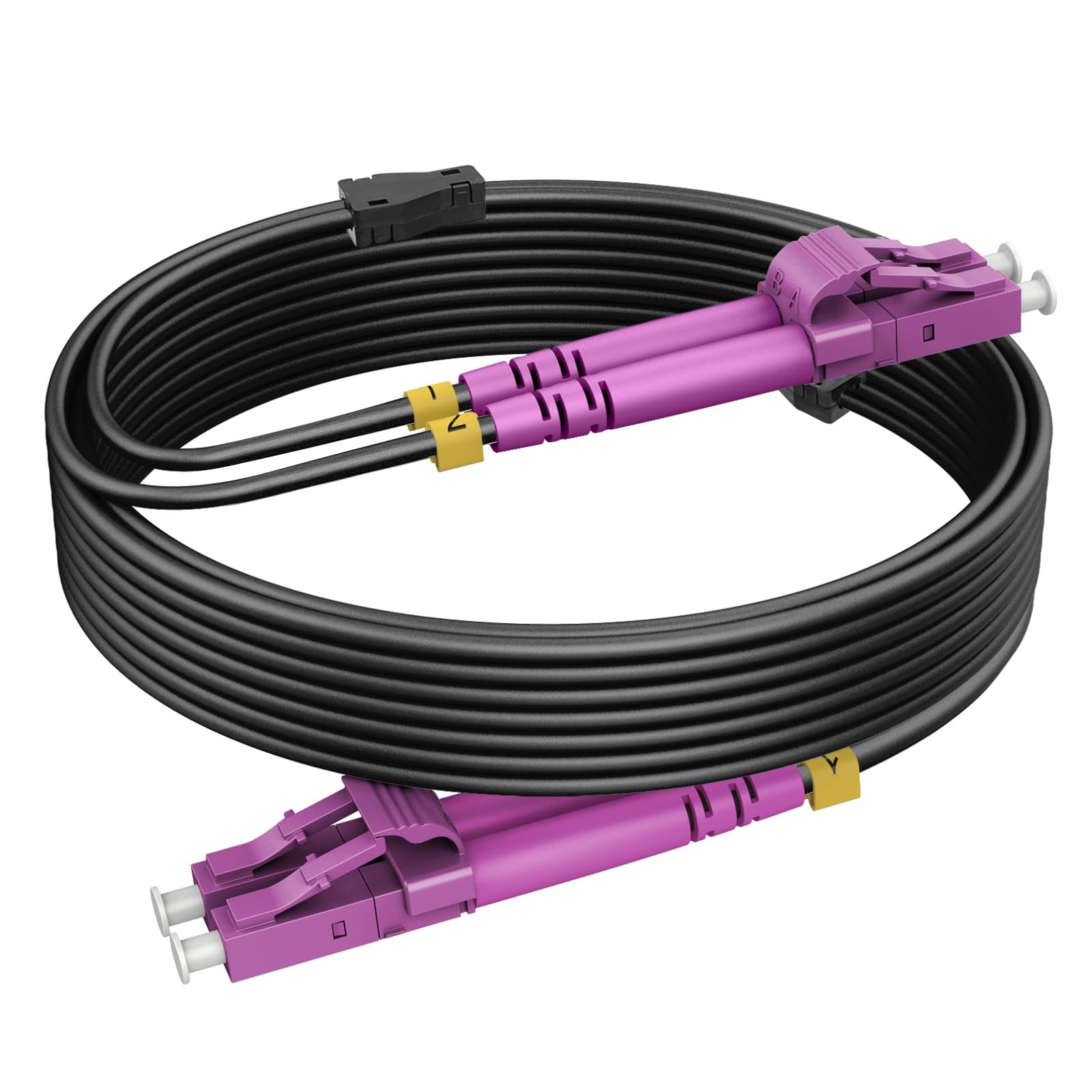 RamboCables 65ft/20m OM4 LC to LC Fiber Patch Cable Outdoor Armored, Fiber Optic