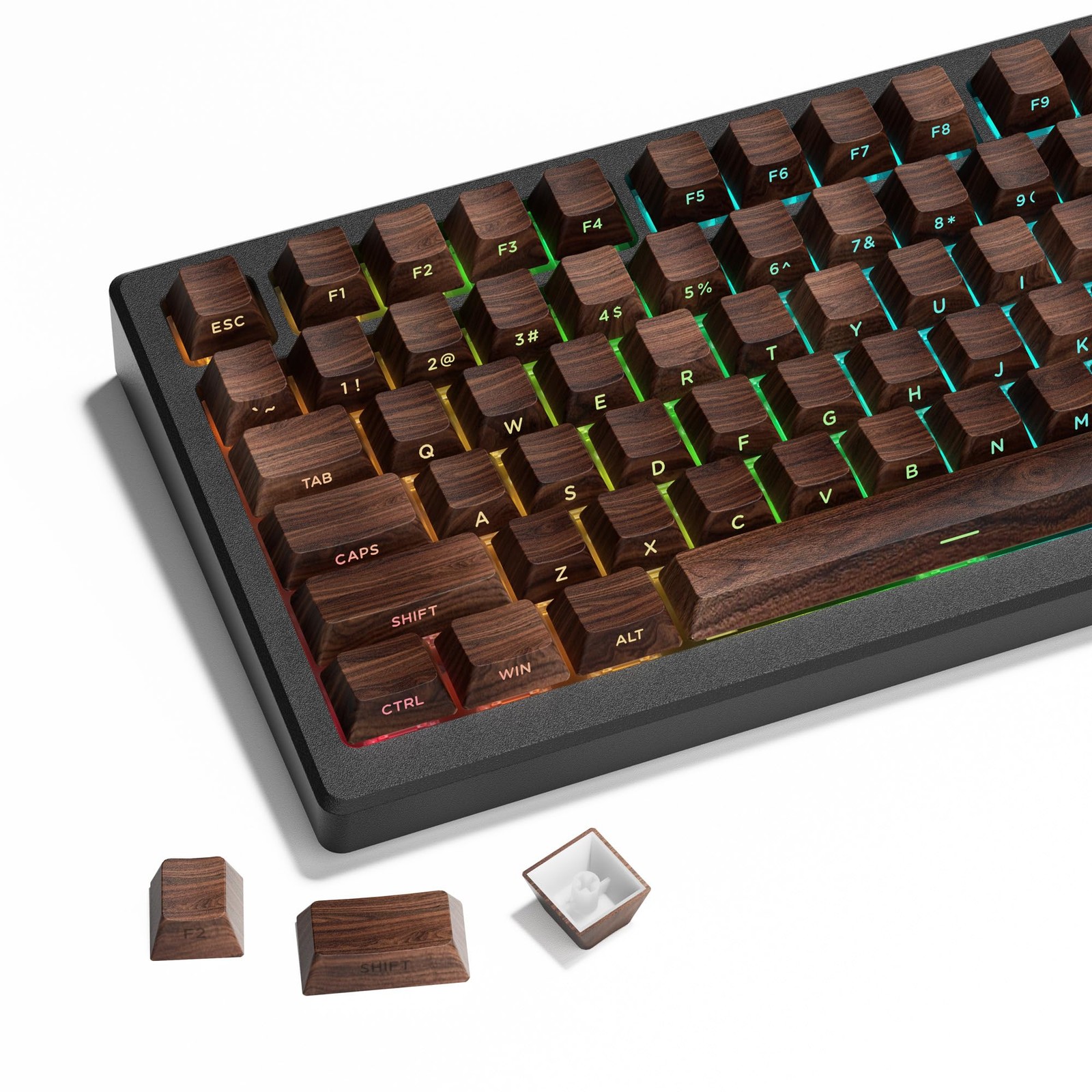126 PCS Walnut Retro PBT Side Print Keycaps Cherry Fits 60/65/75/100%
