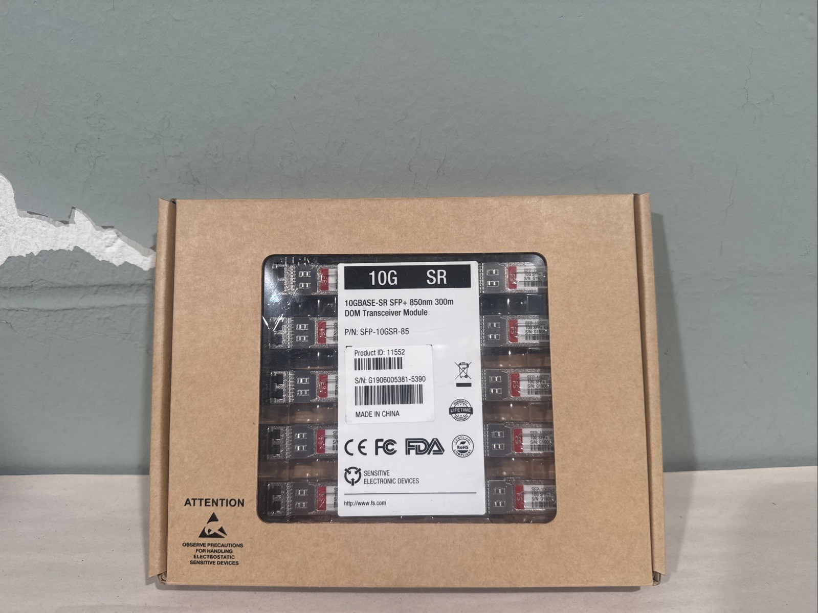 Lot of 10 FS SFP-10GSR-85 Optical Transceiver Module #27