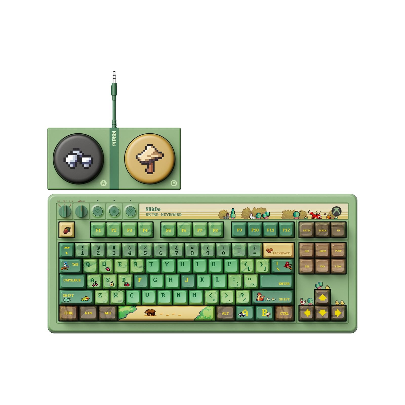 8Bitdo Retro 87 Mechanical Keyboard for Windows PC & Android, Forest Wonder