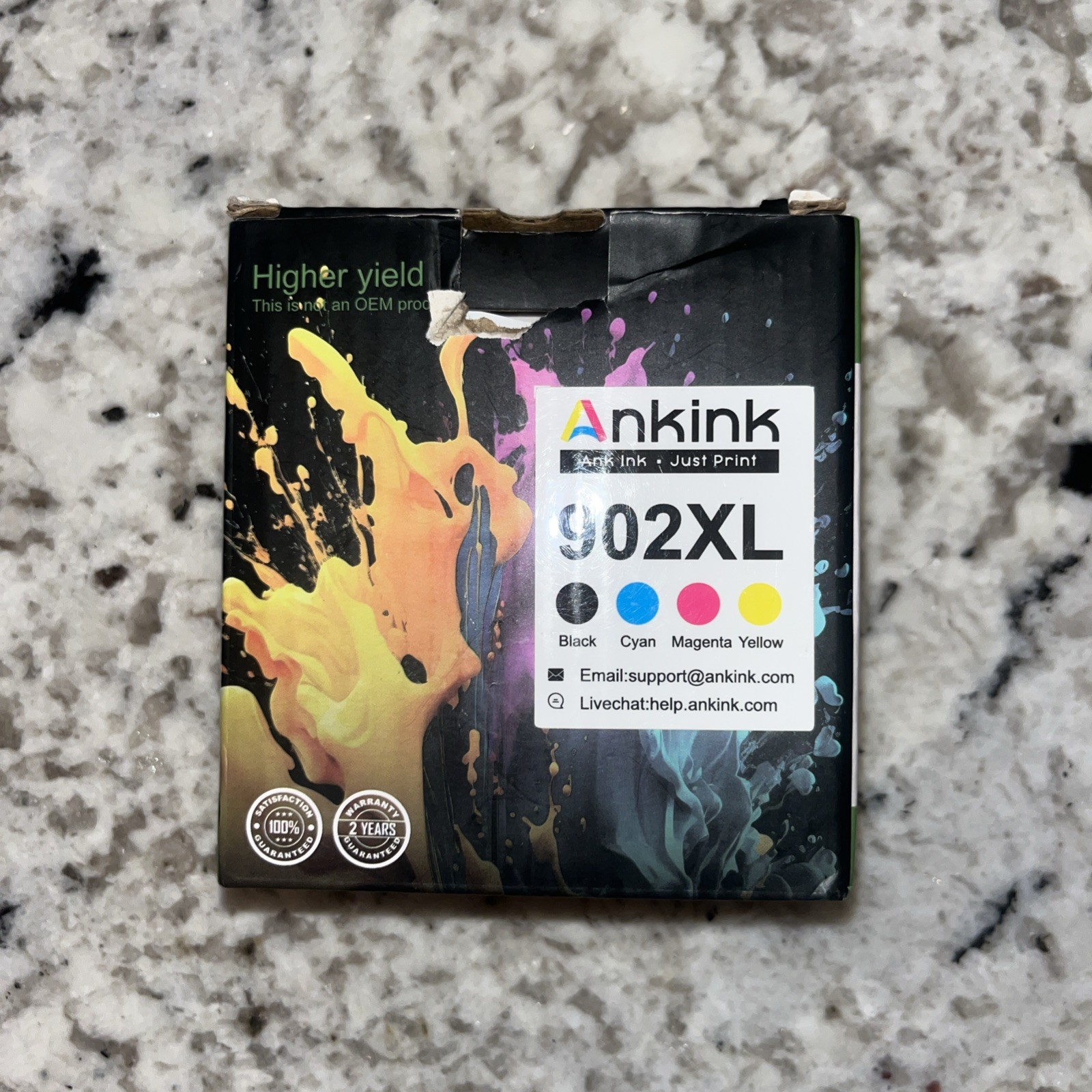 Ankink 902XL HIGHER YIELD Ink Cartridges 4-Pack Sealed Packaging