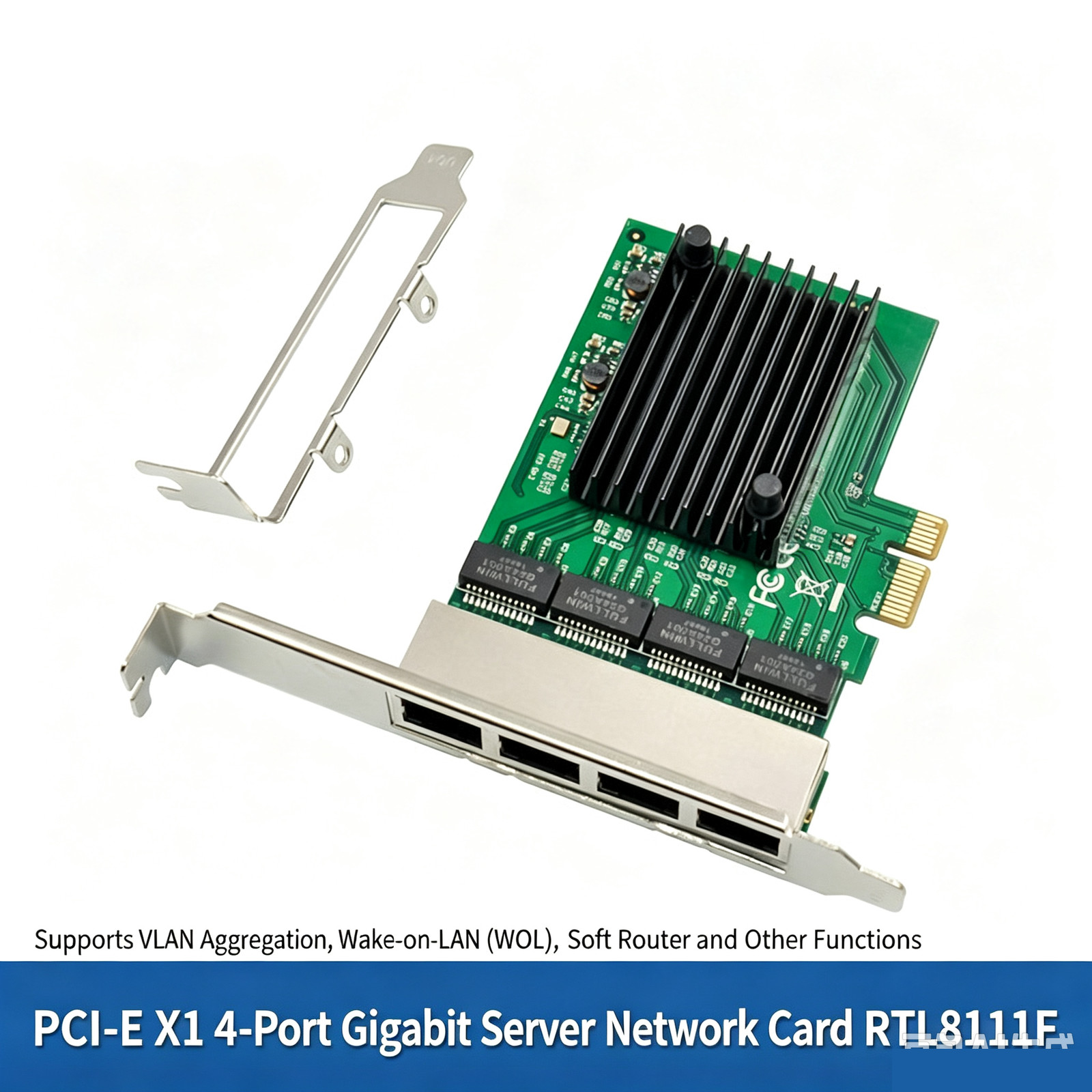 4-Port Gigabit Nic PCI-E X1 Interface Server Nic Soft Routing PCIe Nic Rtl8111f