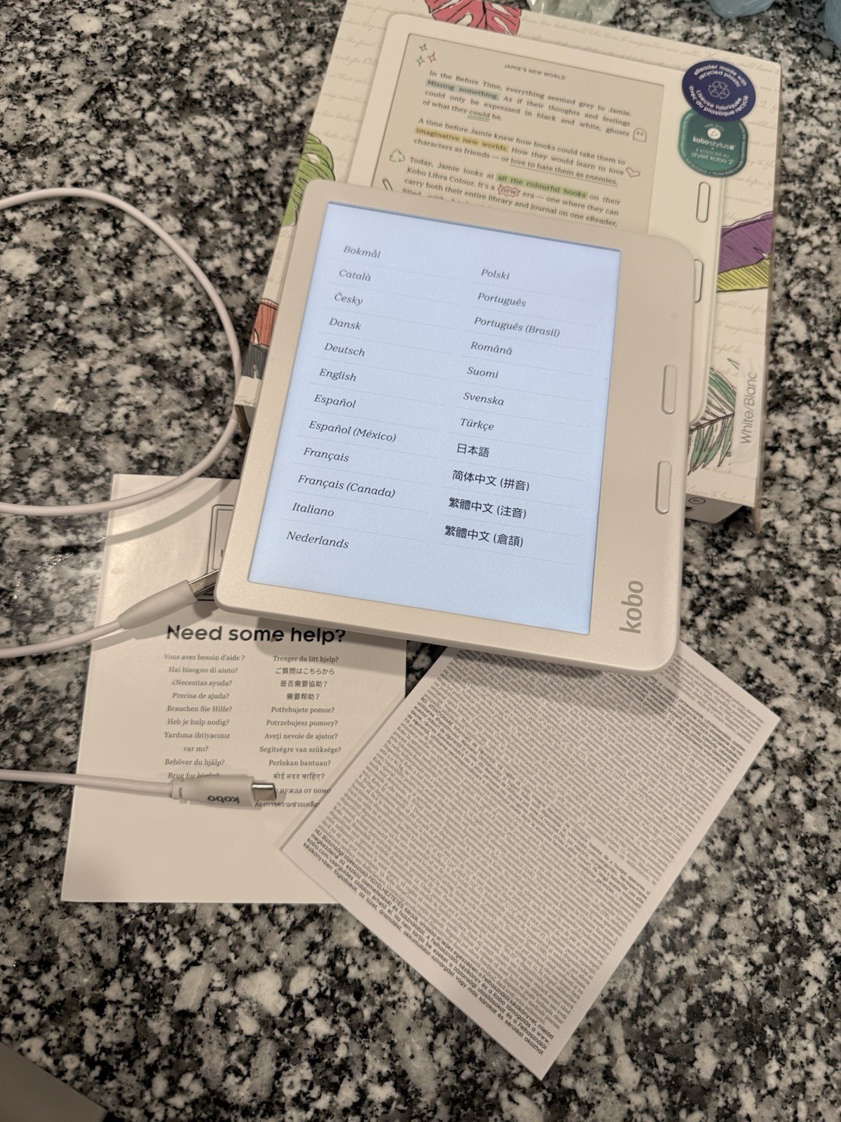 Kobo Libra Colour eBook Reader - White, USB, Kobo Libra Series bundle