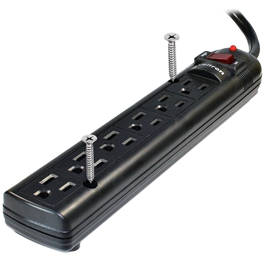 Weltron 6-Outlet Surge Protector Power Strip WSP-600PLF-15BK