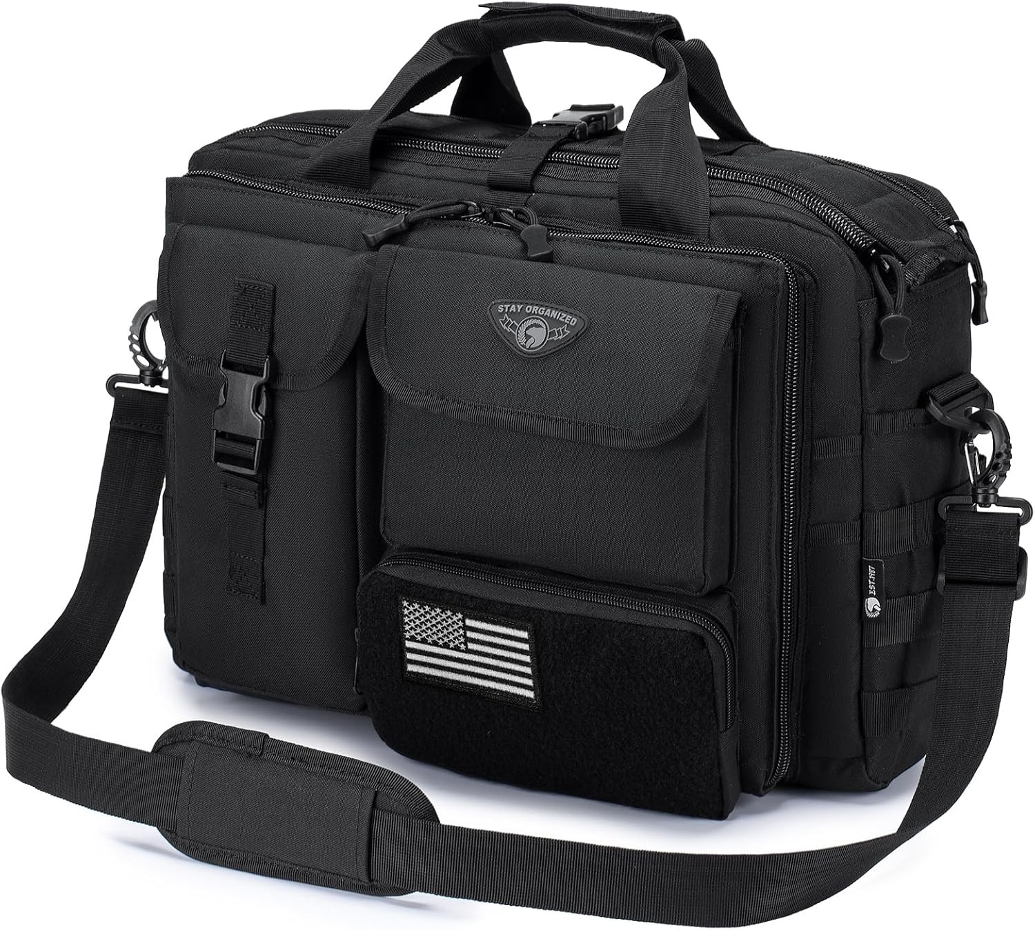 Stypos Tactical Messenger Bag Briefcase for Man Military 18inch Large, Black 