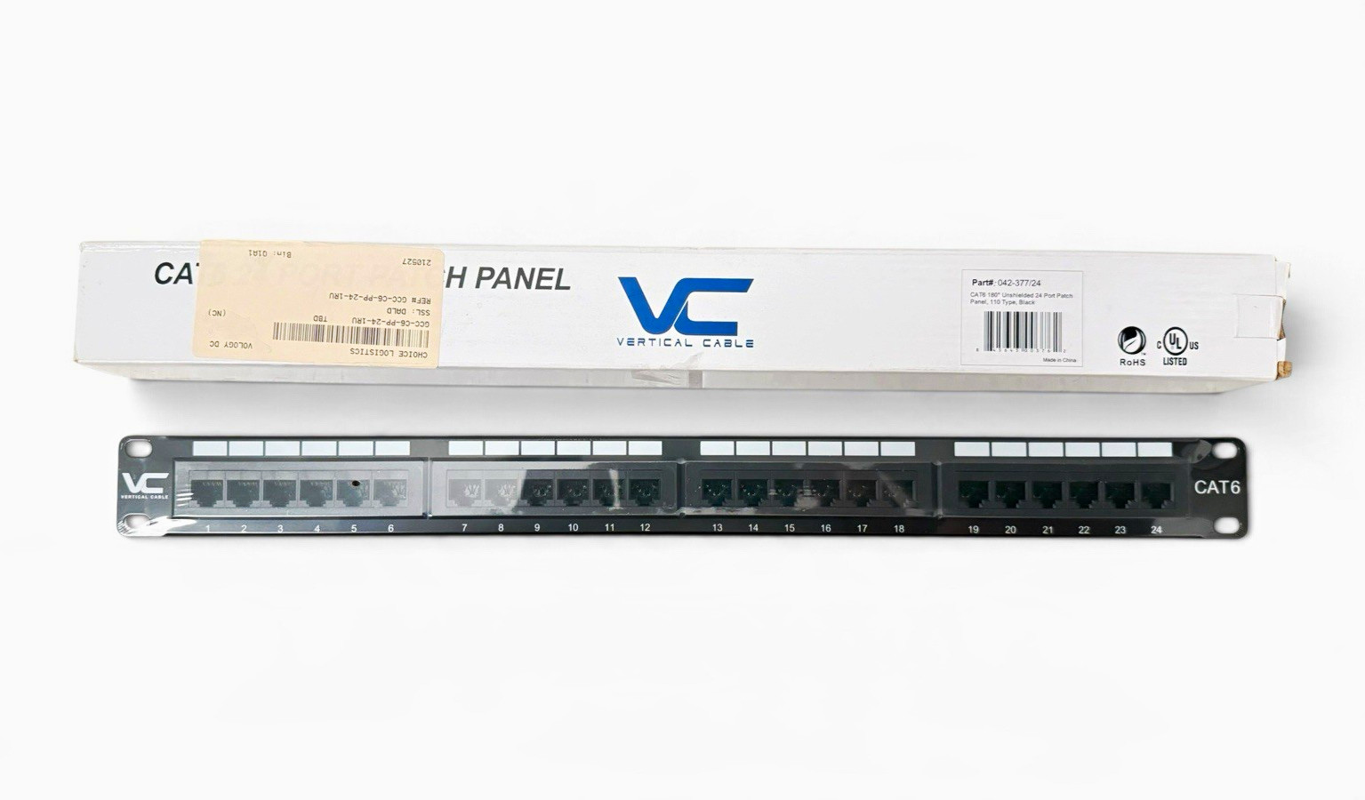 16 Vertical Cable CAT6 24-Port RJ-45 Unshielded Patch Panel T568B 180*