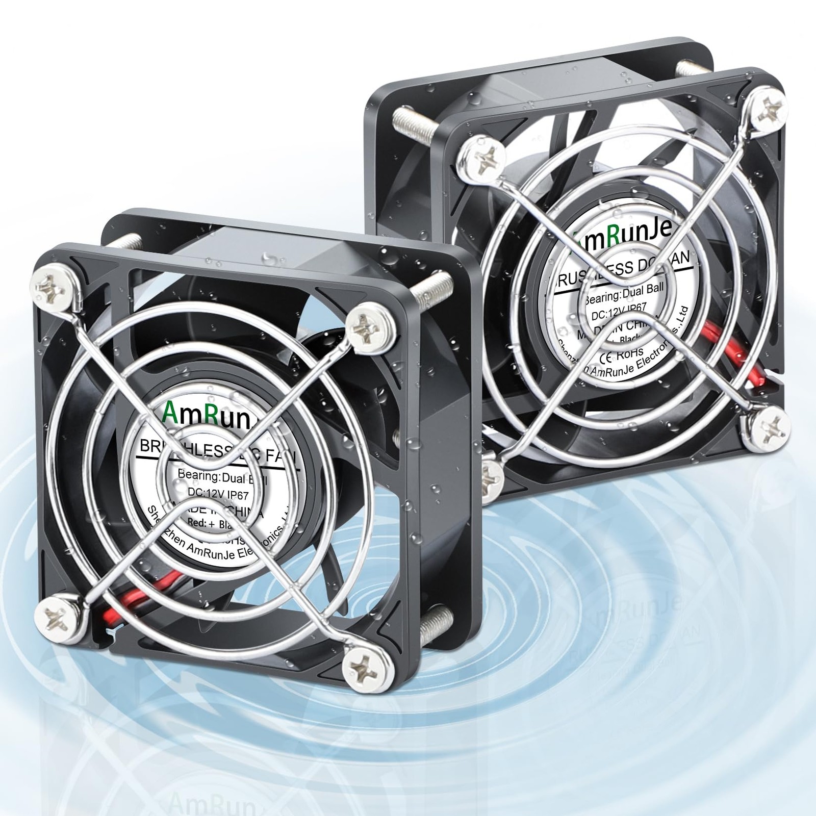 IP67 60mm 12v Waterproof Fan, 2pin Small Computer Cooling Fans 2pcs
