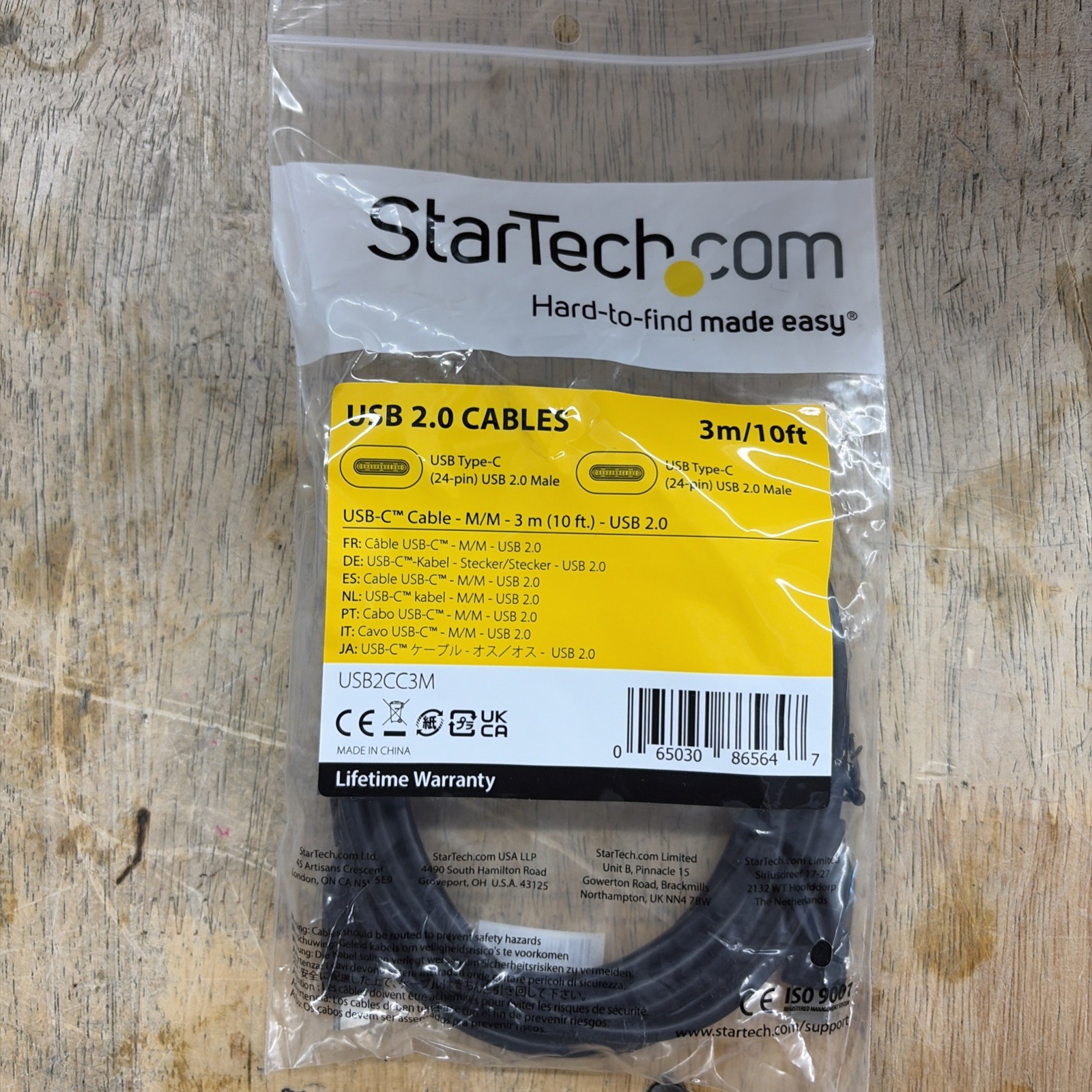 StarTech USB2CC3M 9.8ft USB-C to USB-C Cable - M/M - 3 m - USB 2.0