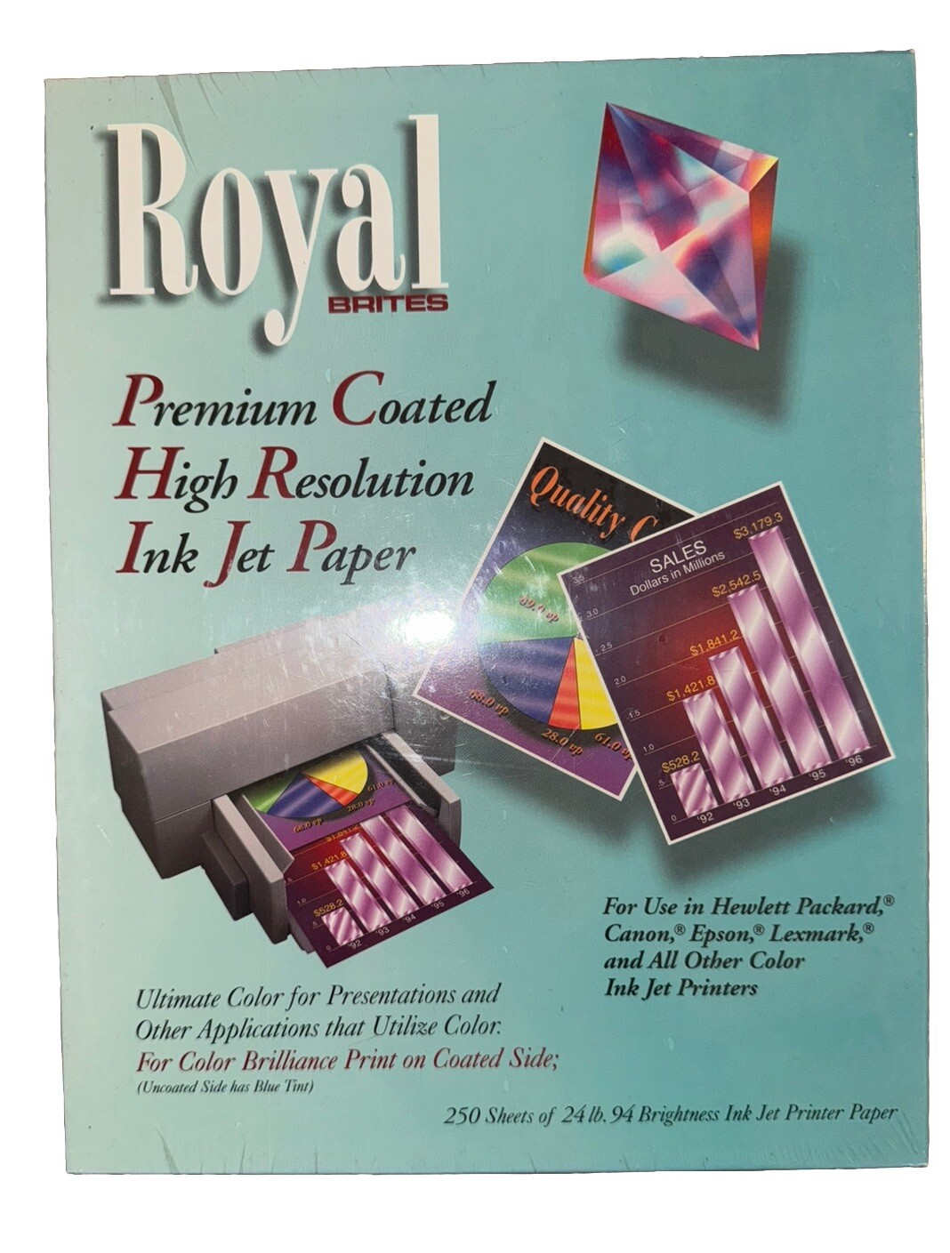 Royal Brites Premium Coated High Resolution Ink Jet PaperSEALED/ 250 Sheets