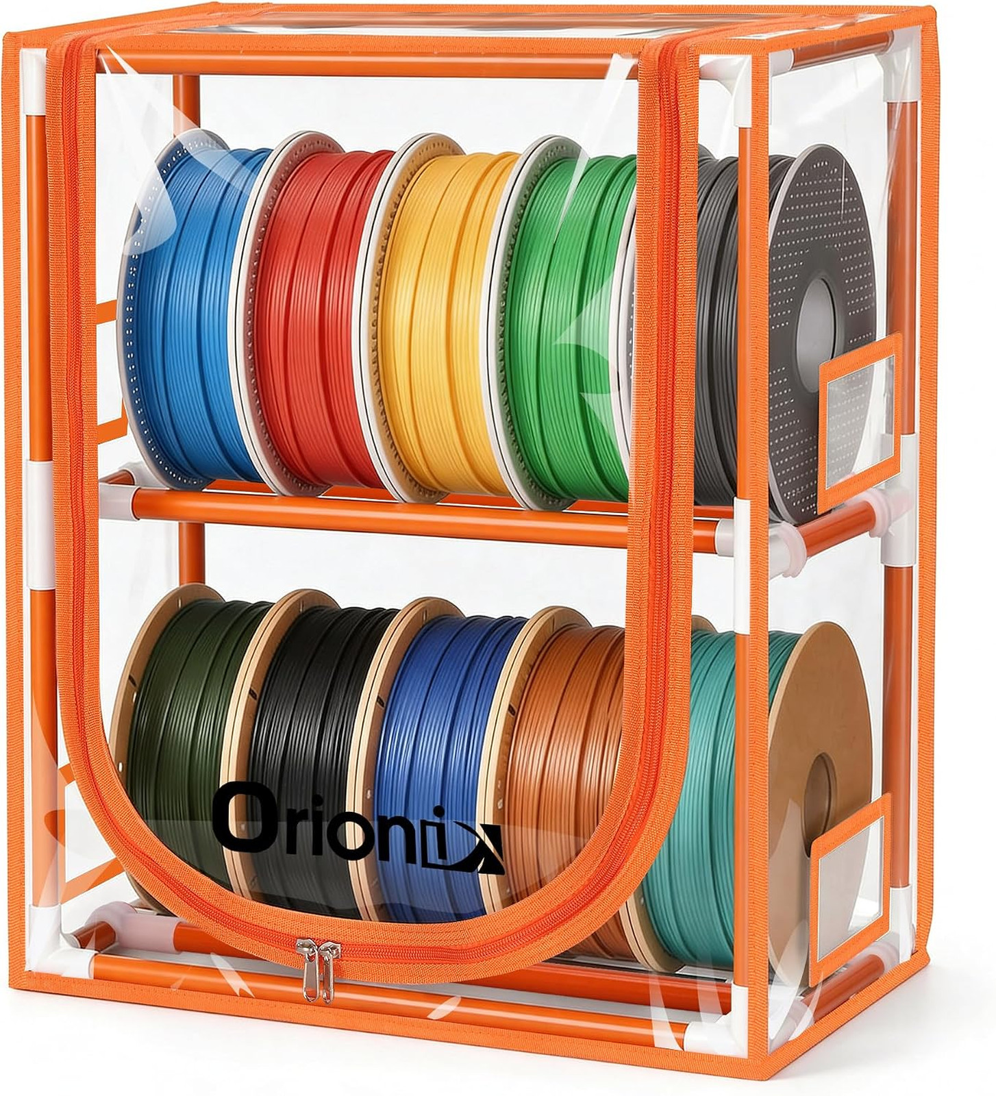 2 Tier 3D Printer Filament Storage Rack with Transparent Dustproof Cover, 12
