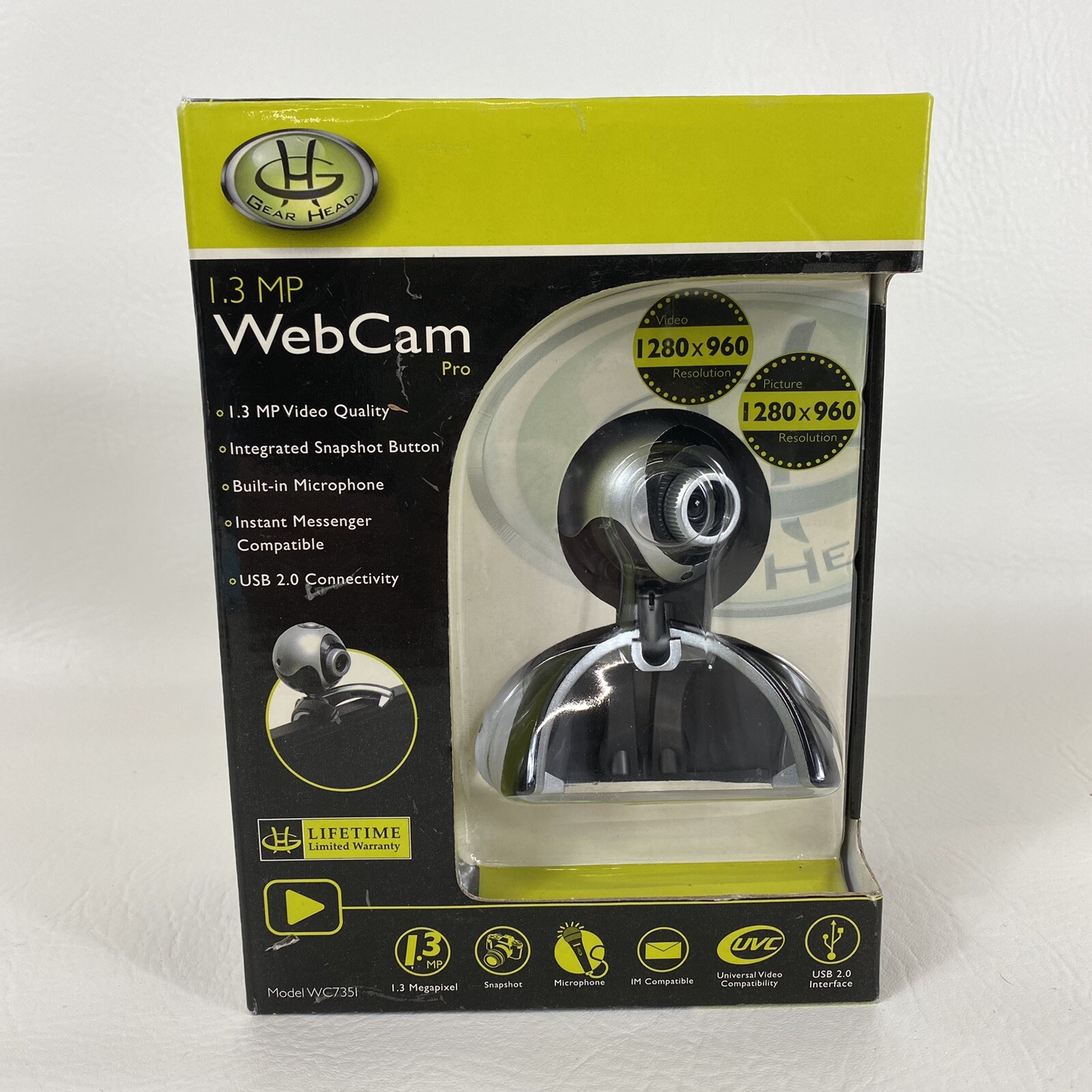 Gear Head WebCam Pro 1.3 MP USB 2.0 Connectivity Snapshot Button WC7351