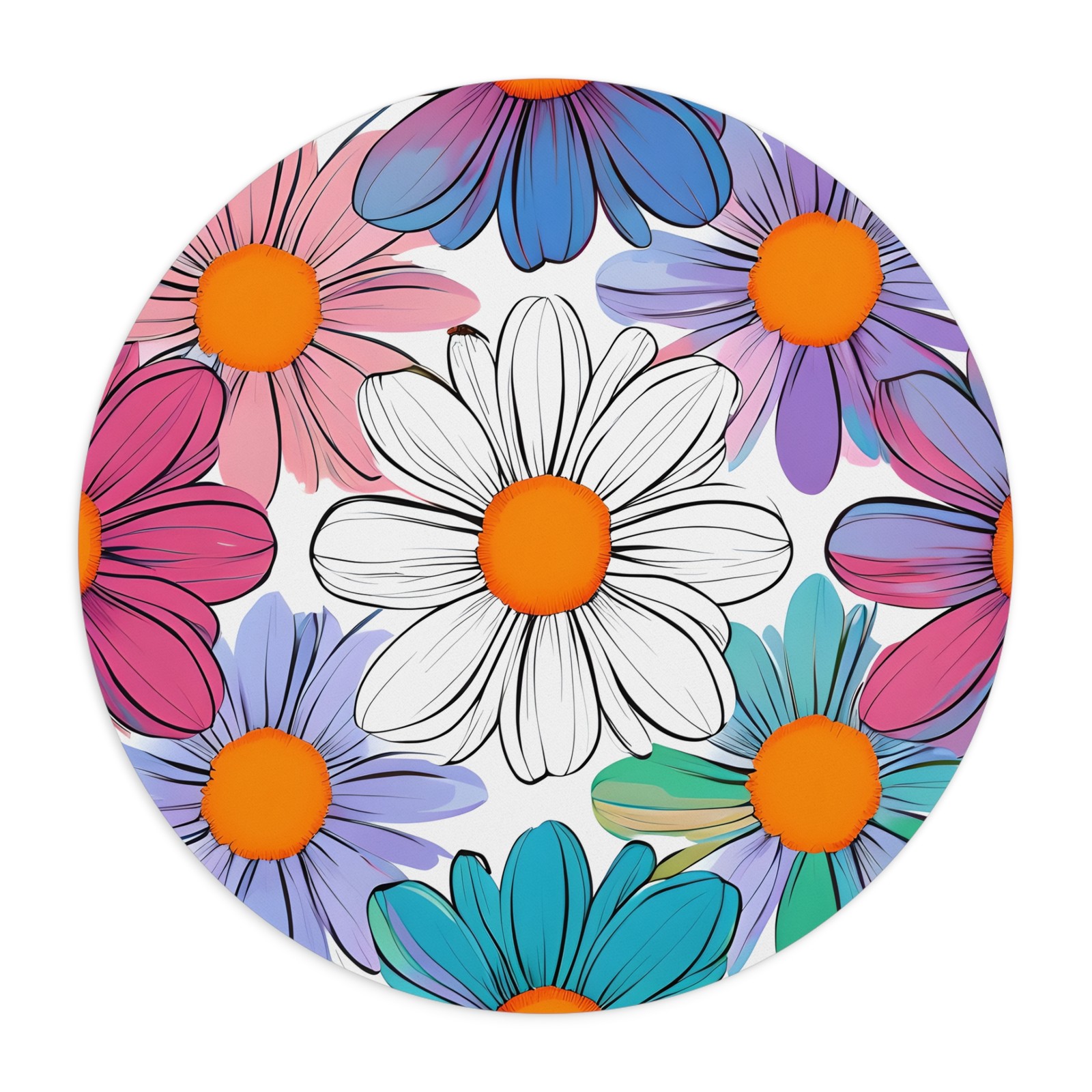 Colorful Daisy Pattern Mouse Pad | Bright Floral Desk Accessory