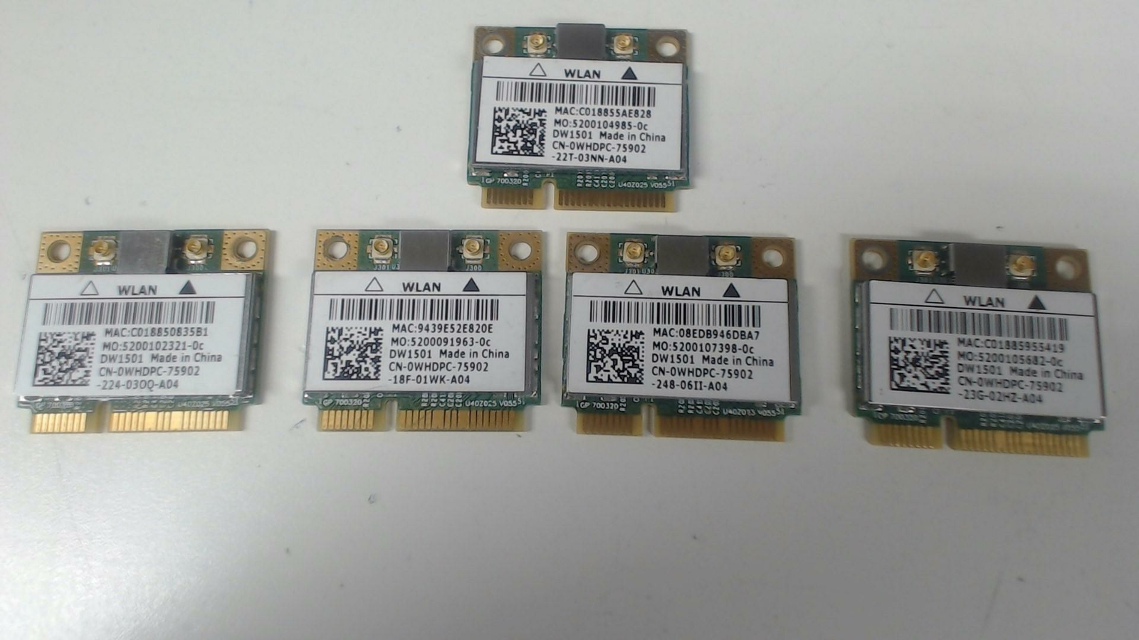 Lot of 5: Dell WHDPC Wireless DW1501 b/g/n PCIe Half BCM94313HMG2L