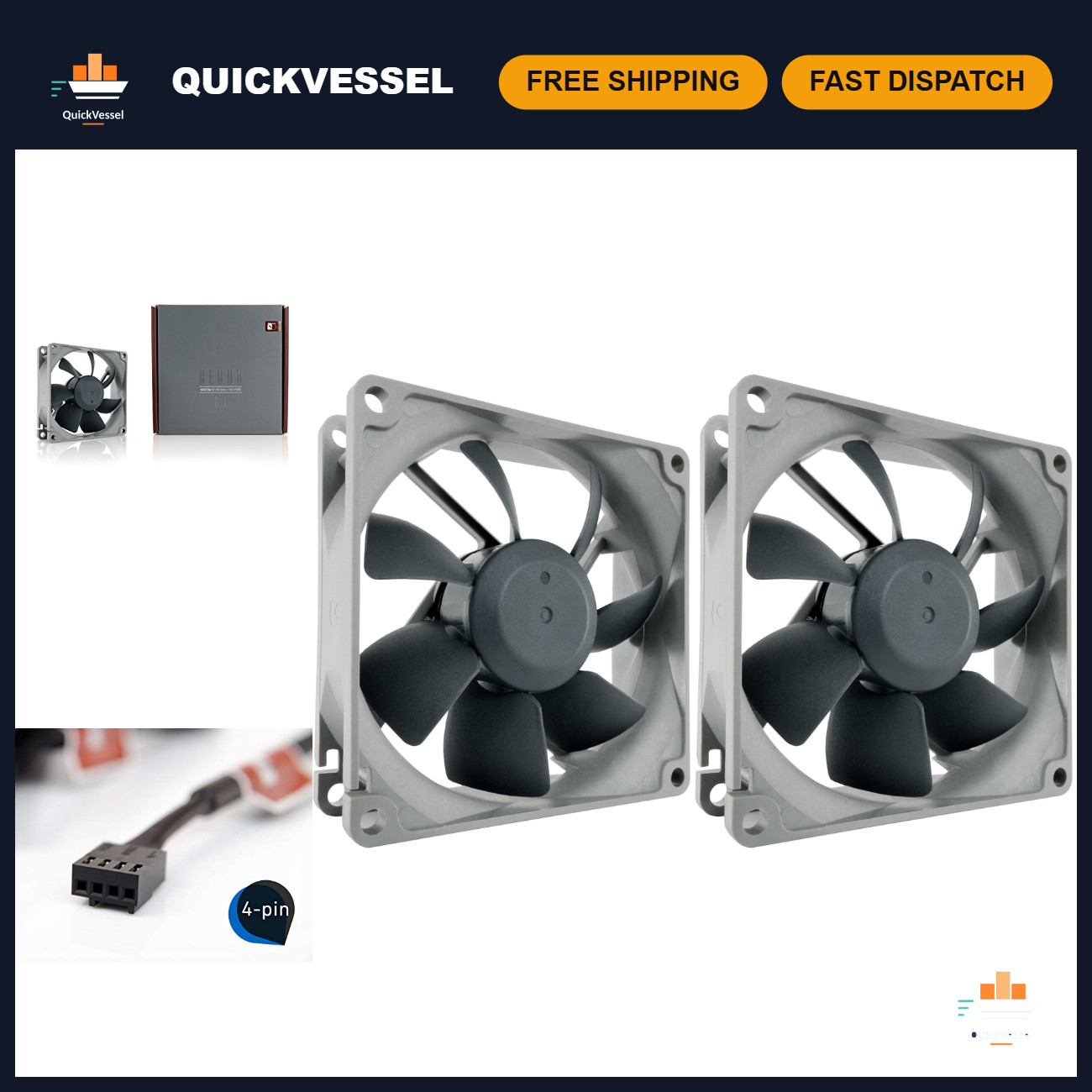 High Performance 80mm Cooling Fan, 1800 RPM, 4-Pin, Quiet & Efficient - Pack of