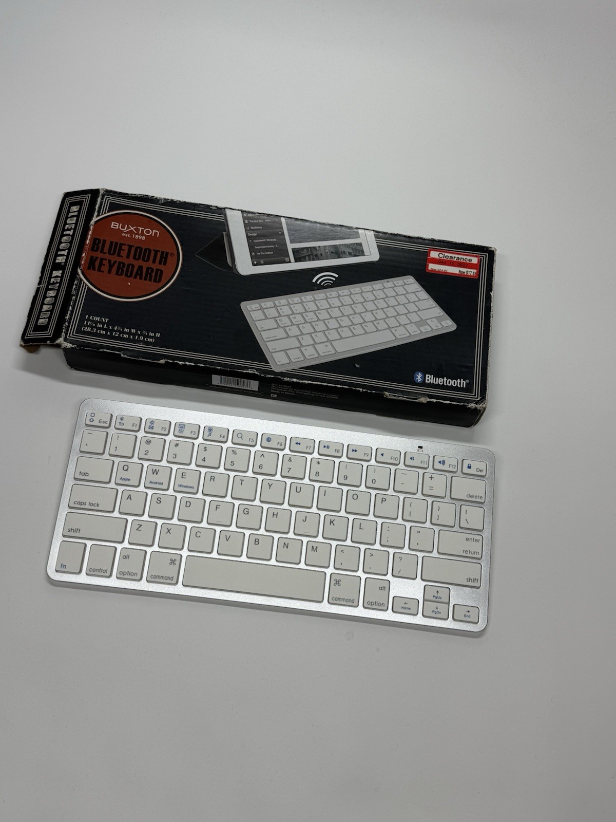 Buxton Bluetooth Keyboard SM 36749 Wireless Slim White w/ Box