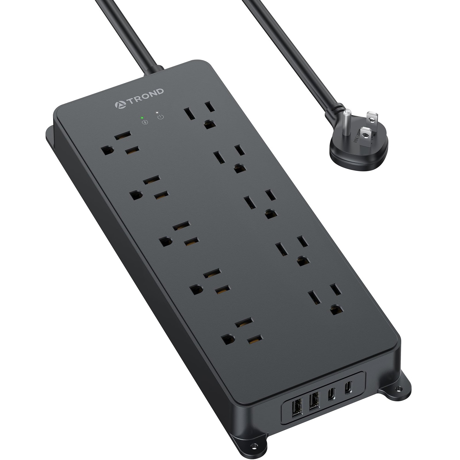 Trond Power Strip Surge Protector 5 ft 1875W 15A Black 4000J ETL Listed