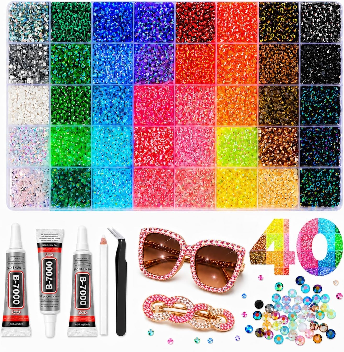 40000Pcs 40 Colors Resin Jelly Rhinestones for Bedazzling Kit 3Mm Gems