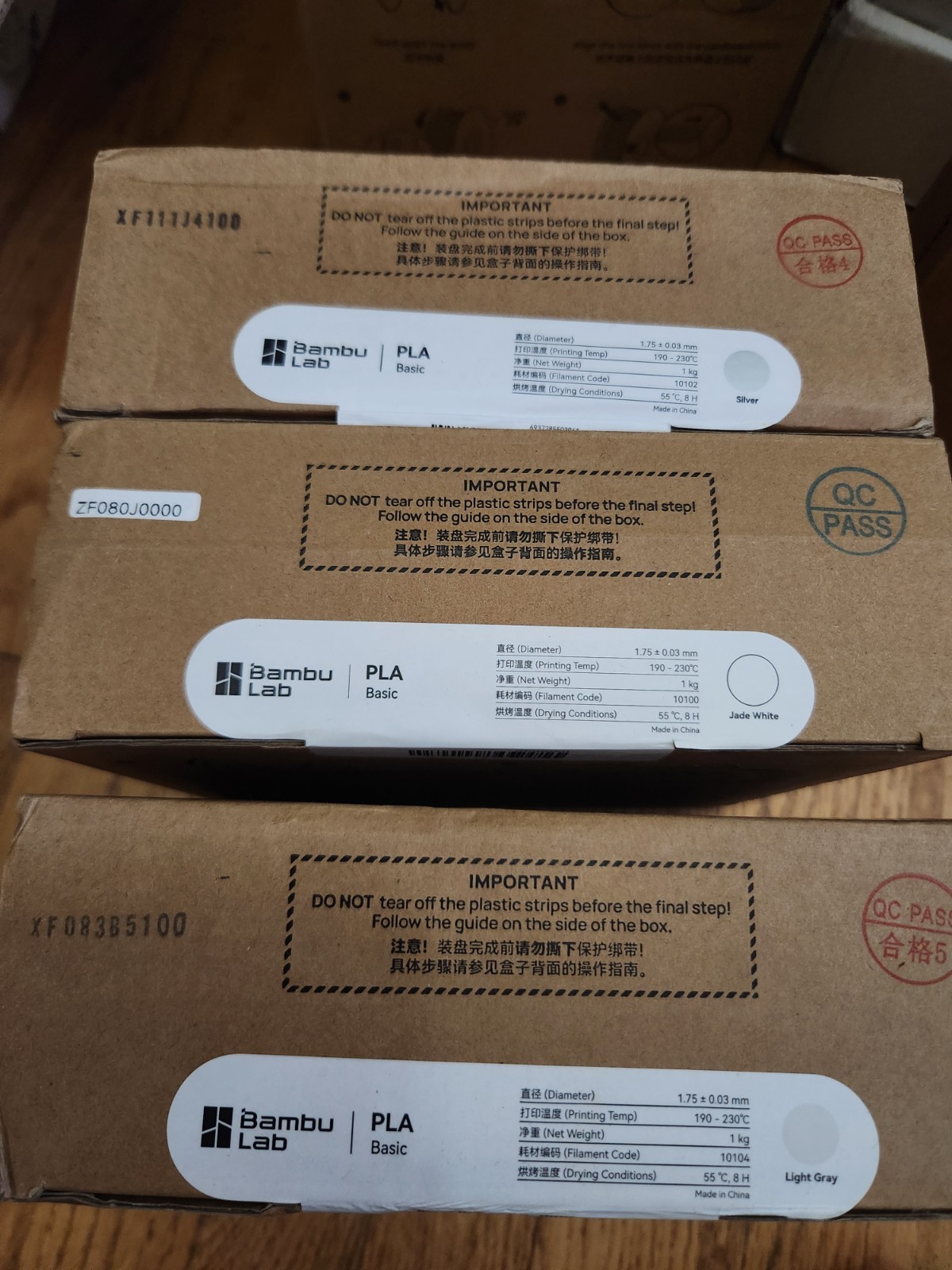 3 X Bambu Labs 3D Printer Filament Roll Refill PLA BASIC - MIX COLOR