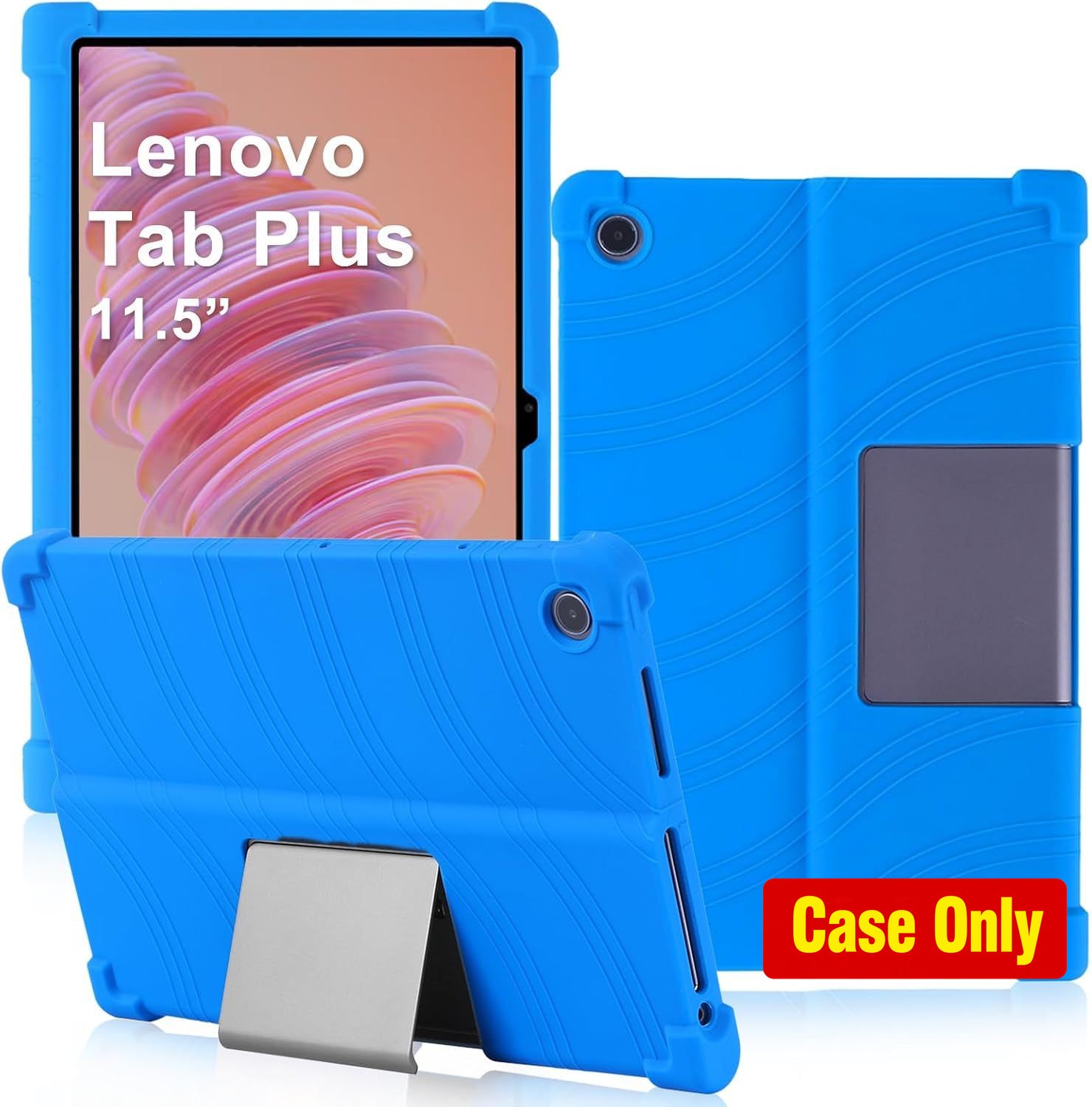Soft Silicone Case for Tab Plus 11.5 Inch 2024, Blue, Stand, Lightweight