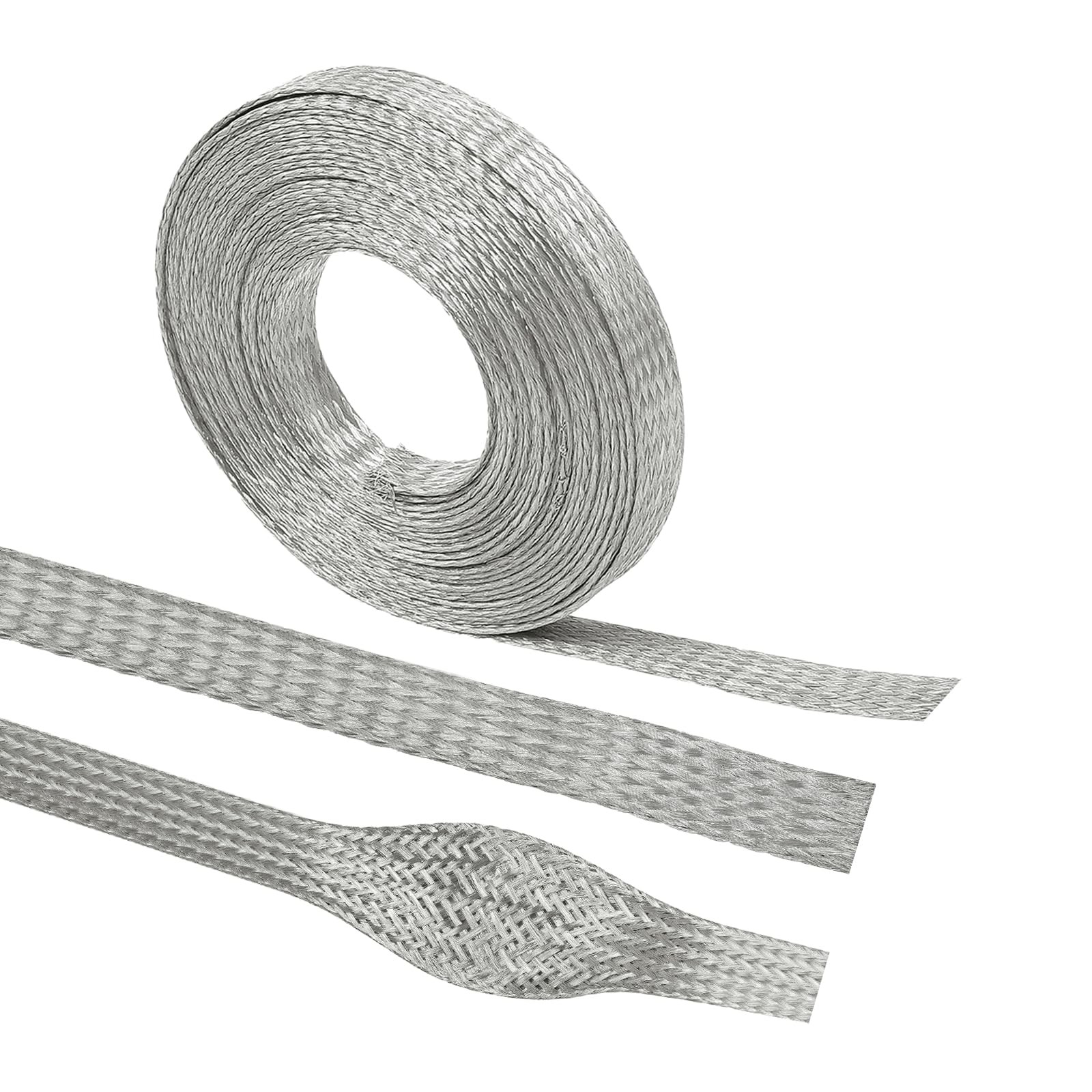 Tinned Copper Grounding Braid Straps Shielding Wire Sheathing Cable Sleeve Me...