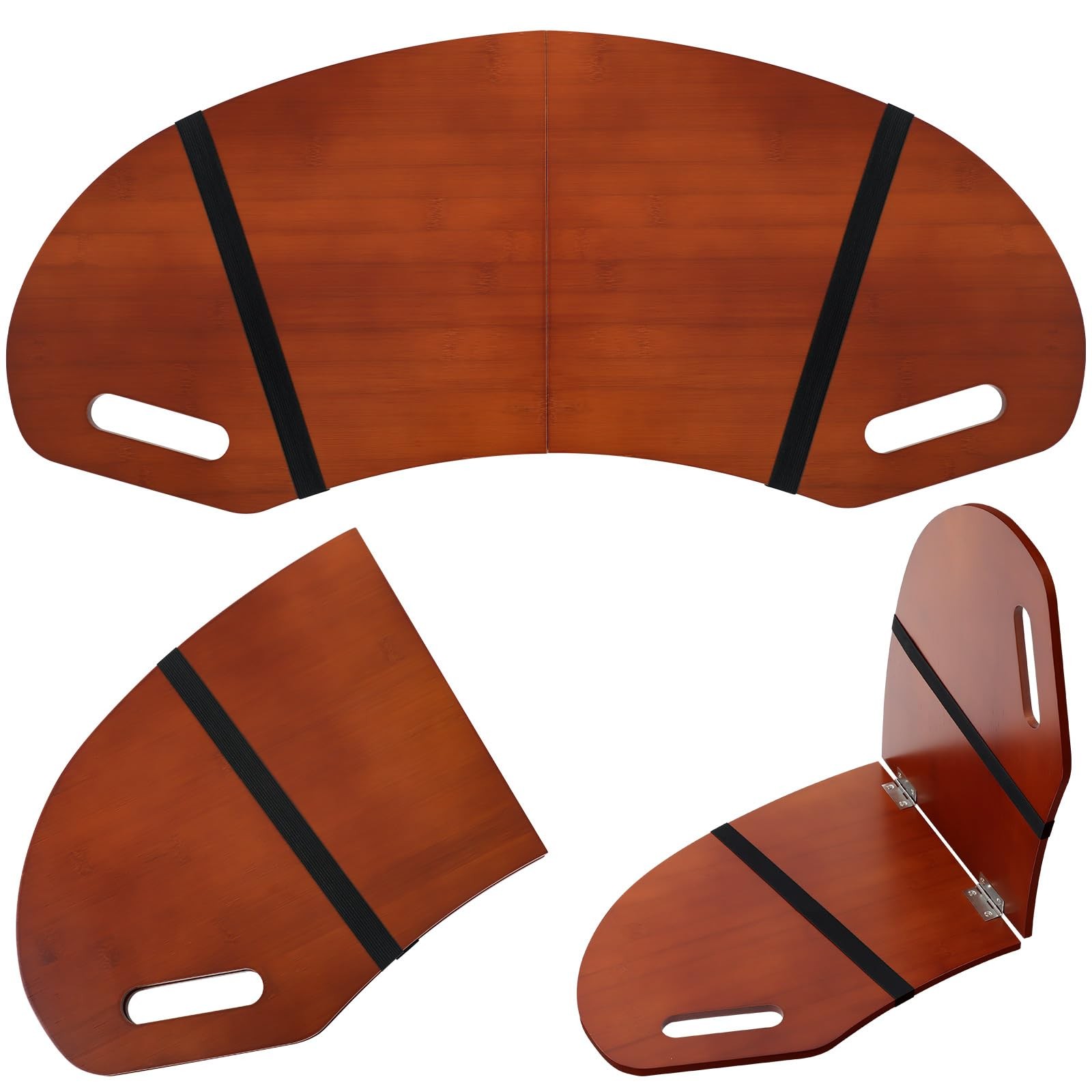 GlikCeil 29.5" Wood Curved Lap Desk Table Tray with Handles Wooden Foldable Desk