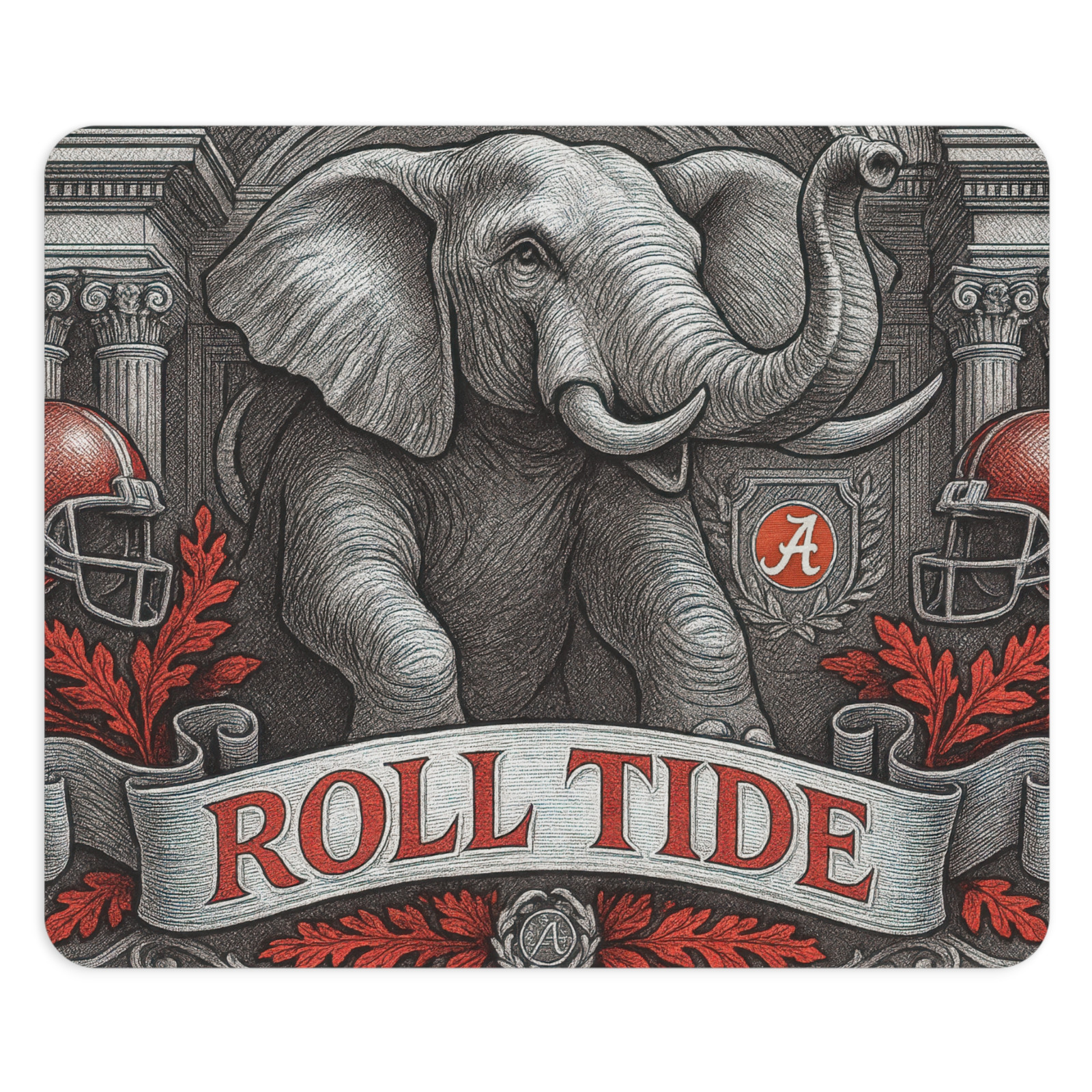 Alabama Roll Tide Mouse Pad 9.5"x8" | Crimson Elephant Desk Mat | Non-Slip