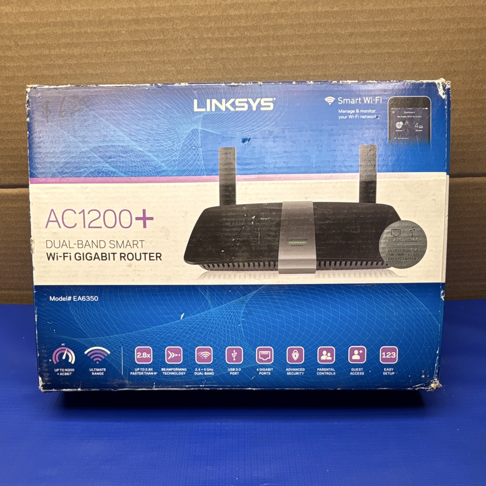 LINKSYS AC1200+ DUAL-BAND SMART WIFI ROUTER - EA6350 WORKS TESTED