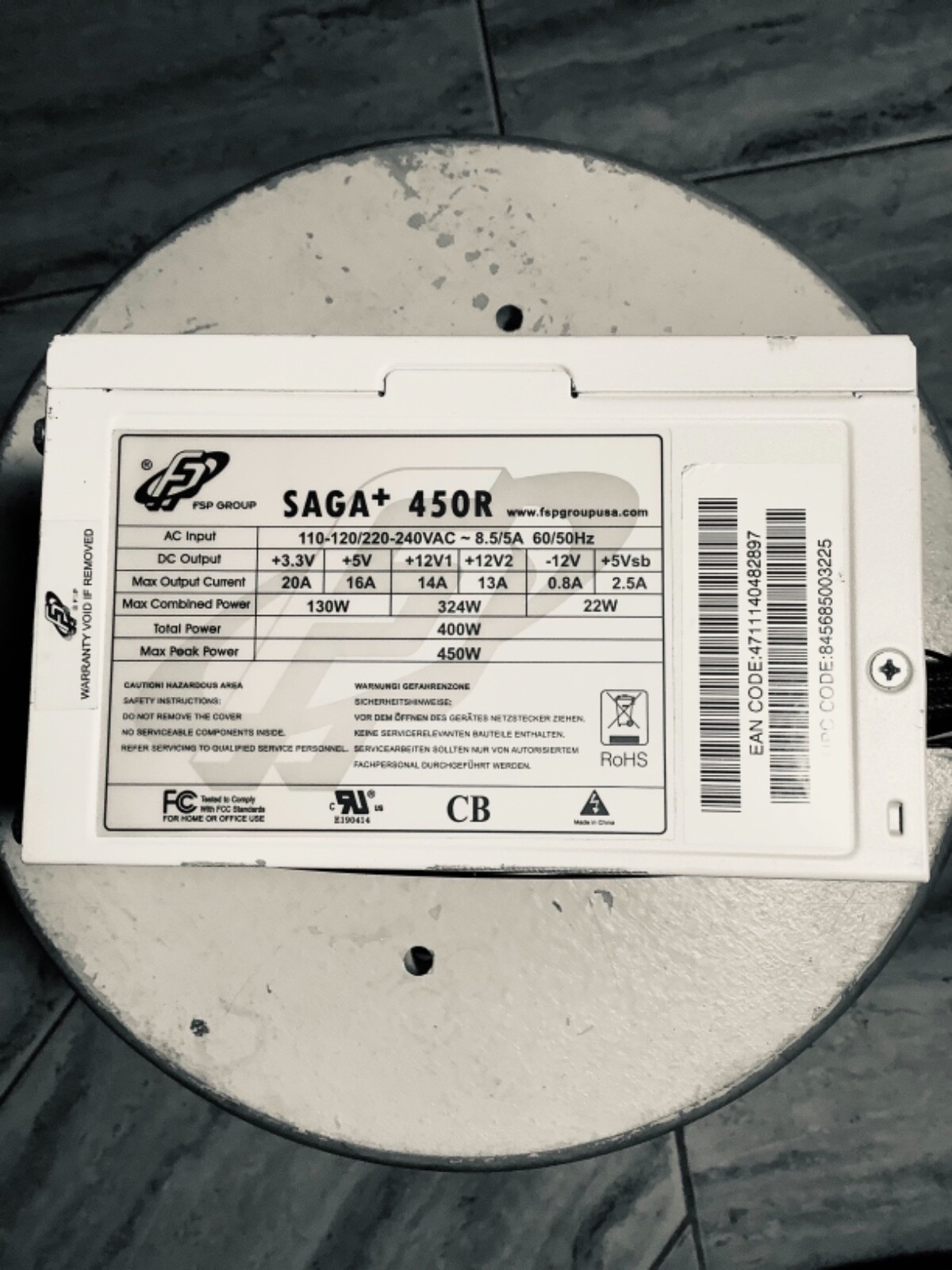 FSP GROUP POWER SUPPLY 450R WATT. SAGA+. 24-PIN 4-PIN CPU PWR. 6-PIN PCI-E.