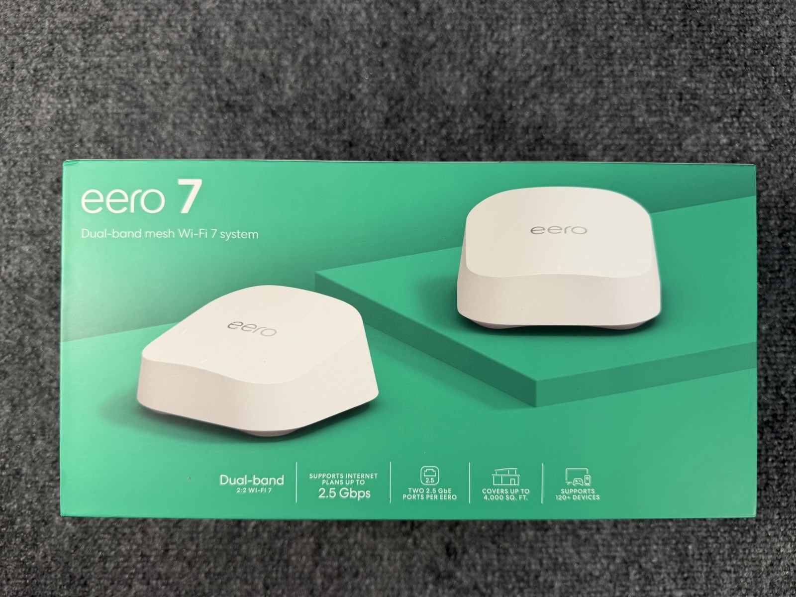 eero 7 Dual-Band Mesh WiFi 7 Router System 2 Pack White 2.5Gb Sealed NEW