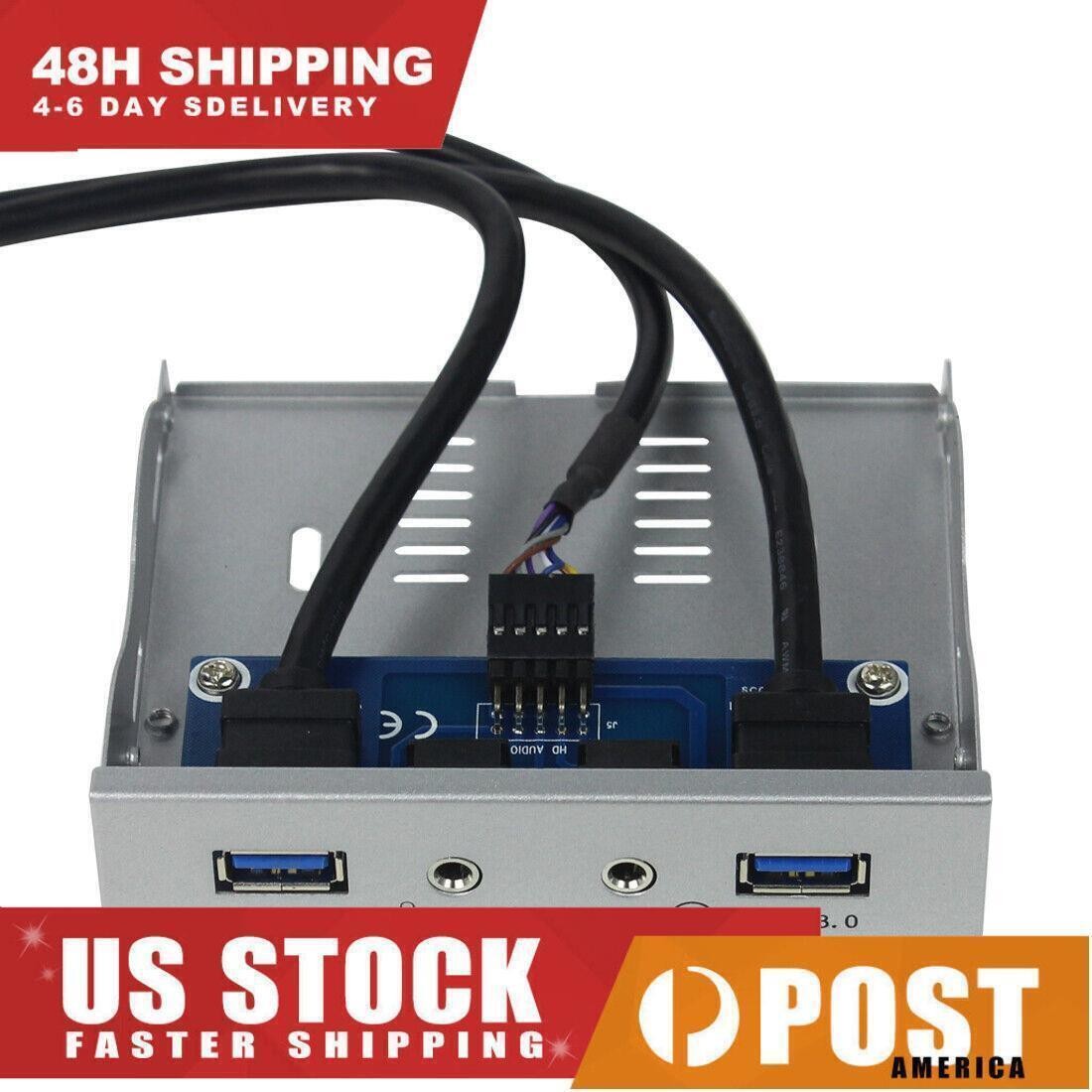 US STOCK 19Pin to USB 3.0 2Ports USB3.0 PC Front Panel Bracket with Cable Wire