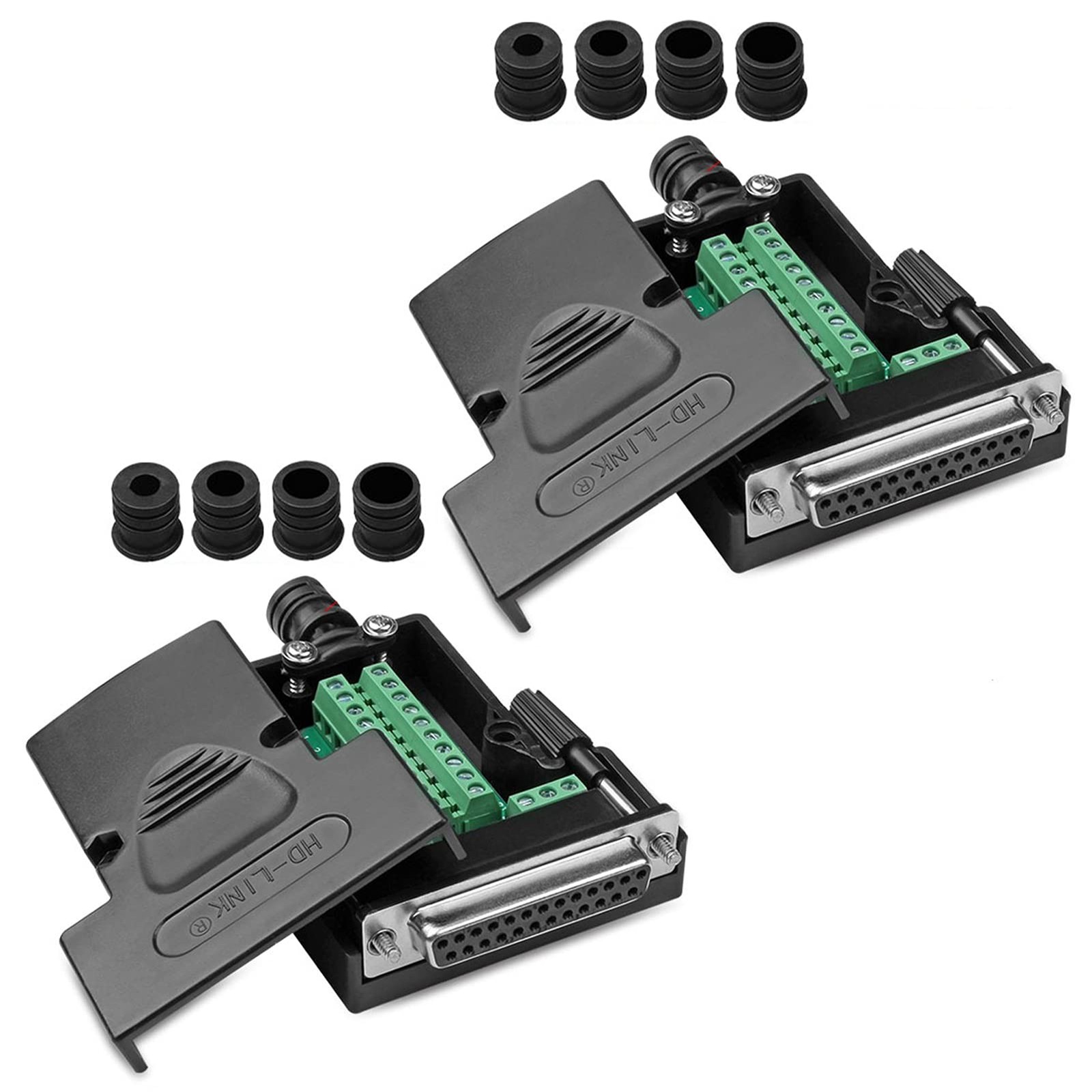 2 PCS DB25 Solderless Connector RS232 Serial To 25Pin Terminal Adapter Board
