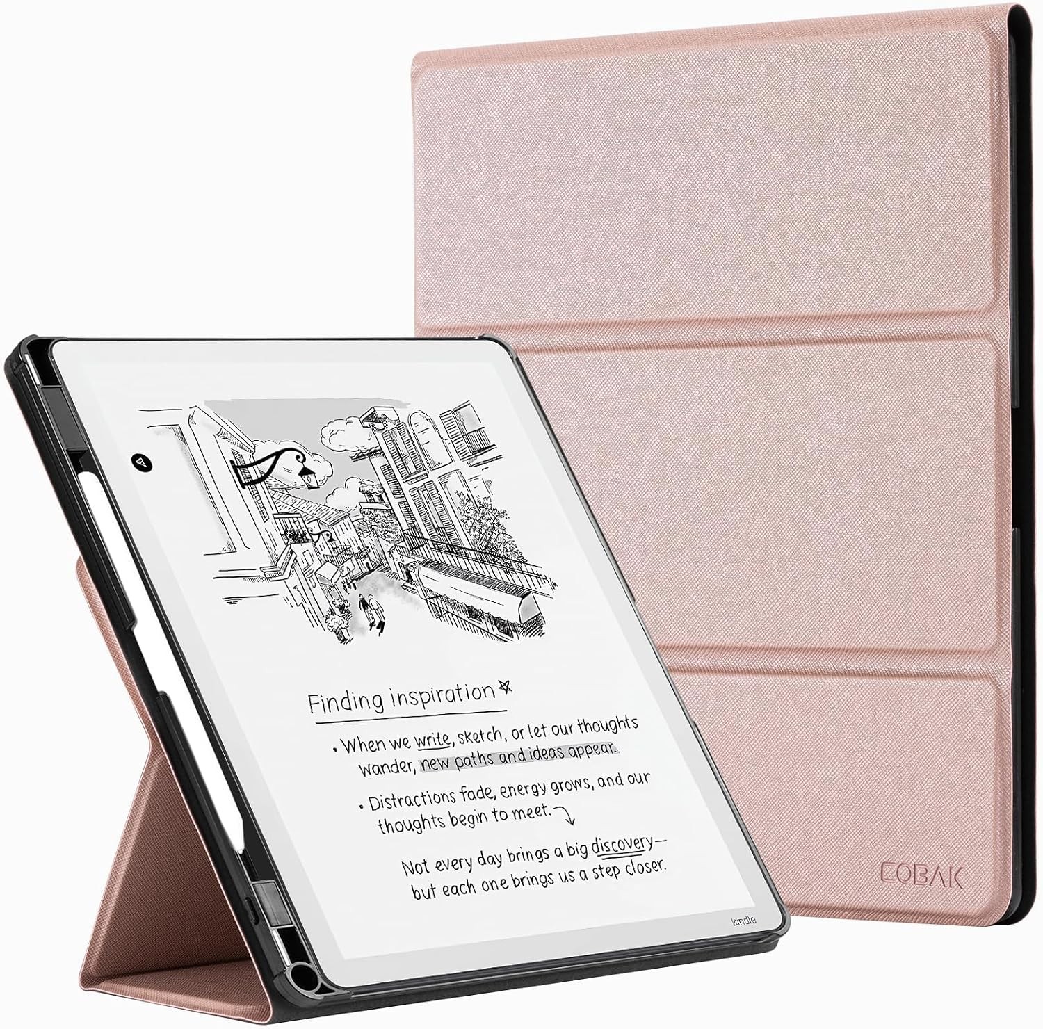 CoBak Case 11" Kindle Scribe 3rd Gen 2025 Colorsoft Rose Gold Pen Holder