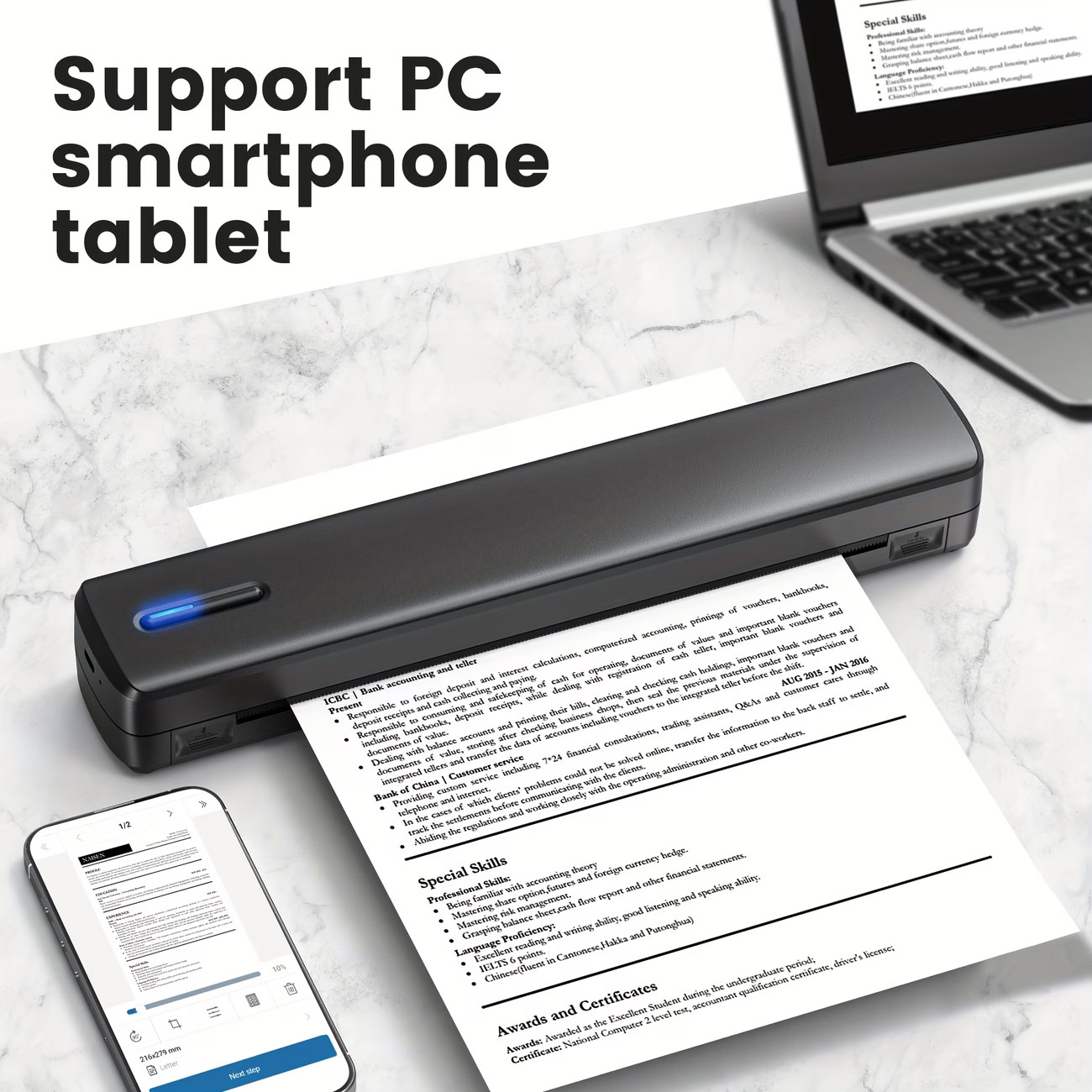 Wireless Portable Printer w/ 10 Tattoo Paper + 10 Folding Paper Thermal