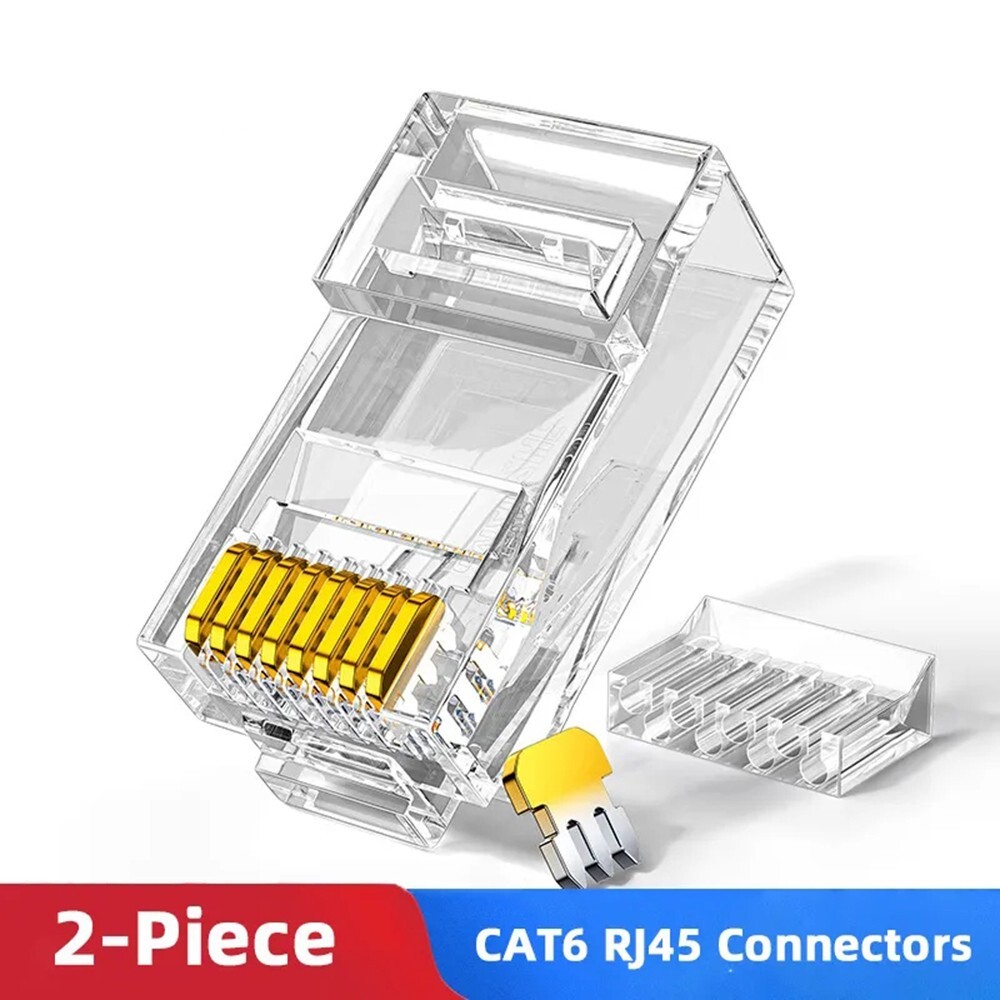 Cat6 RJ45 Connectors, Cat6 2-Piece RJ45 Ends, UTP 8P8C Ethernet Connector Plug