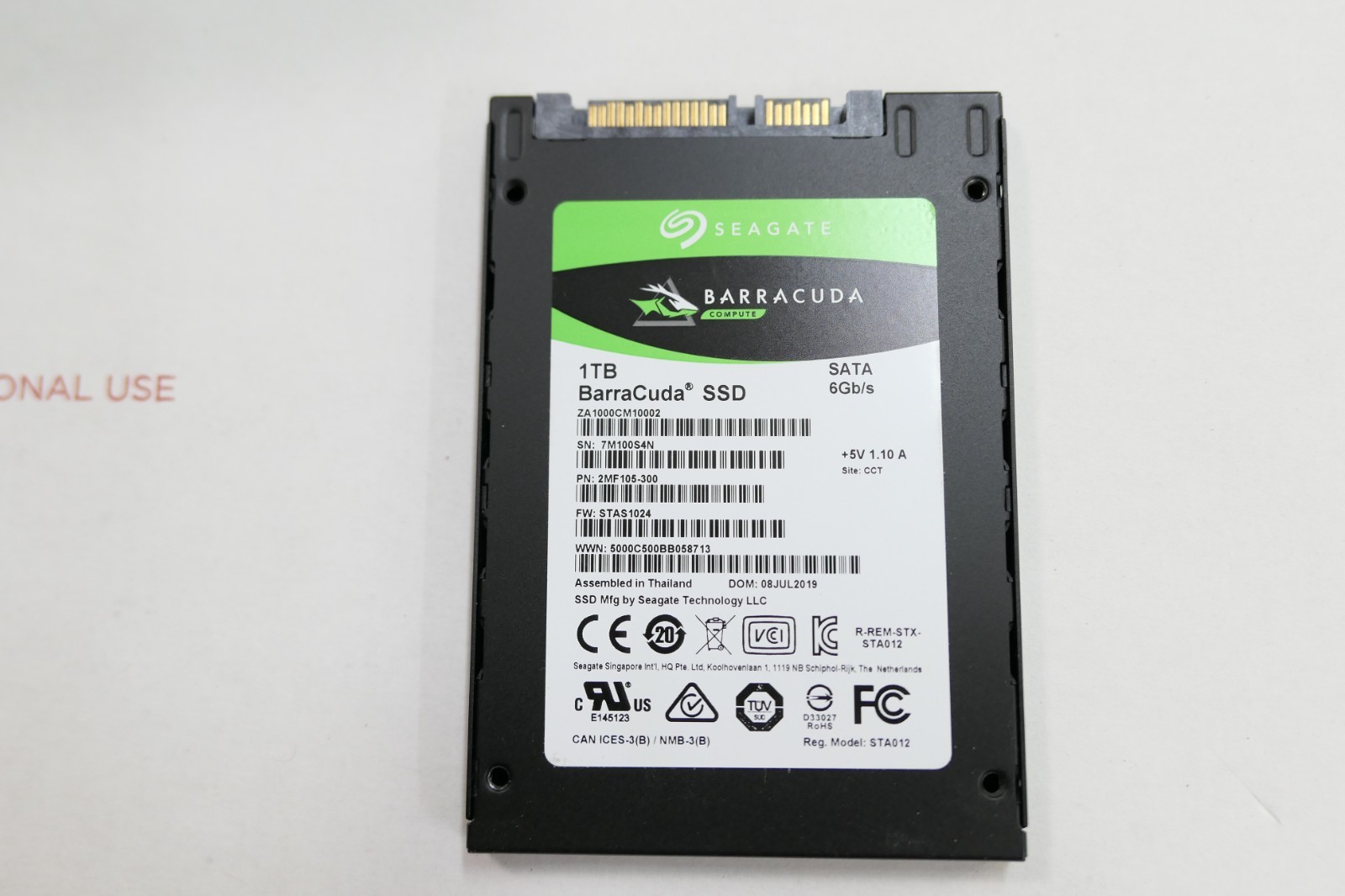 Seagate BarraCuda 1TB 2.5" Solid State Drive SSD ZA1000CM10002 - 258 days usage