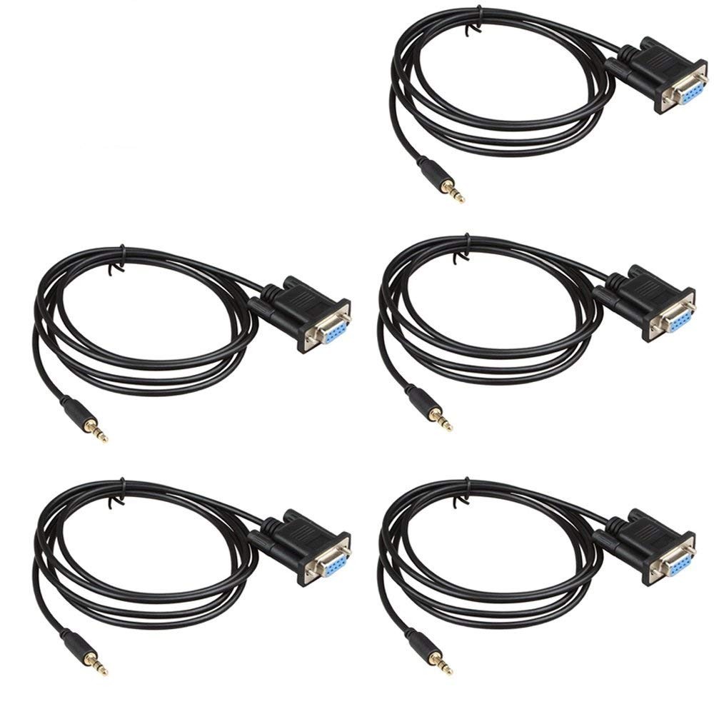 5 PCS 6 Feet DB9Pin Female DC3.5mm Serial Cable Black Audio Extension